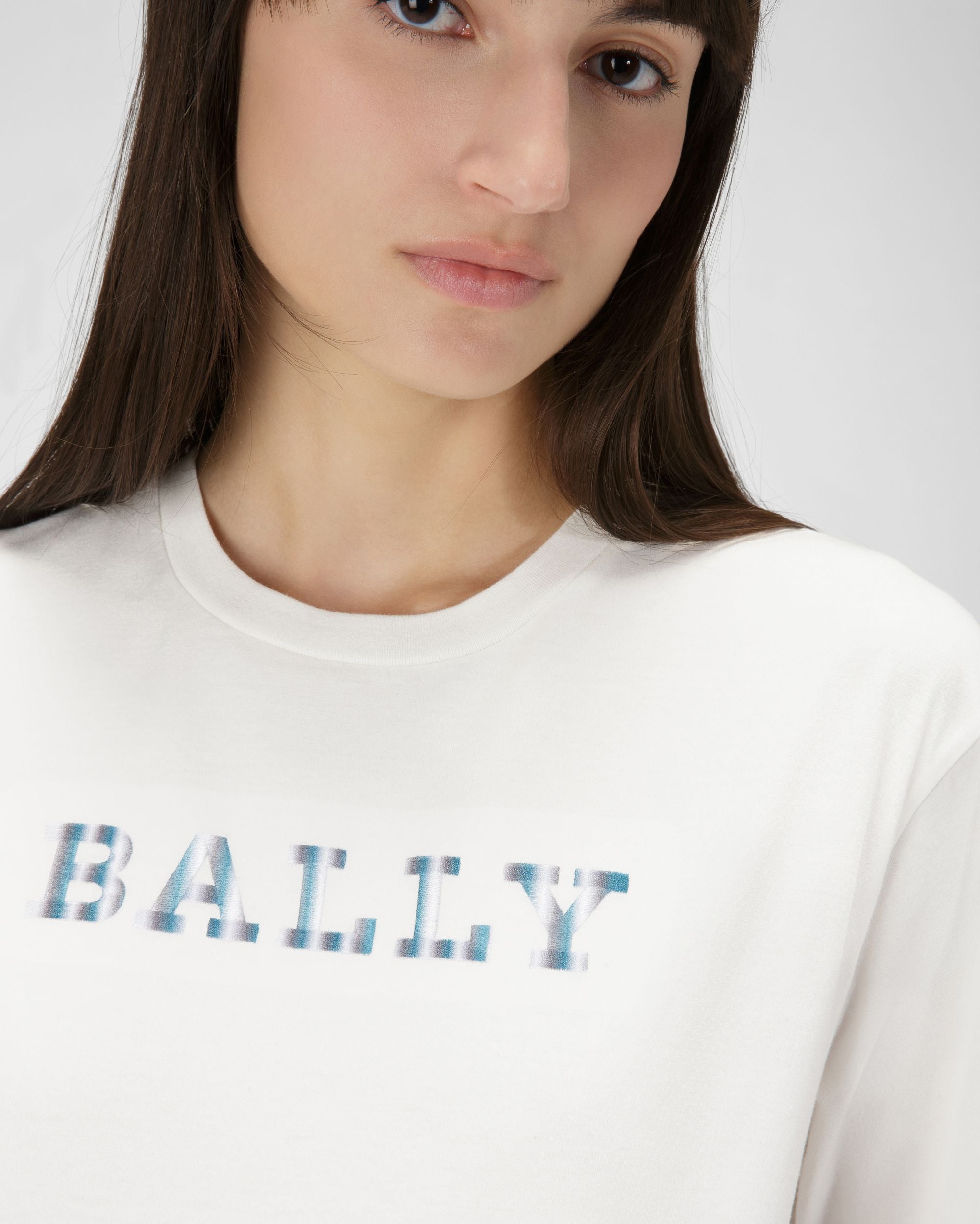 Organic Cotton T-Shirt In Bone - Women's - Bally - 02