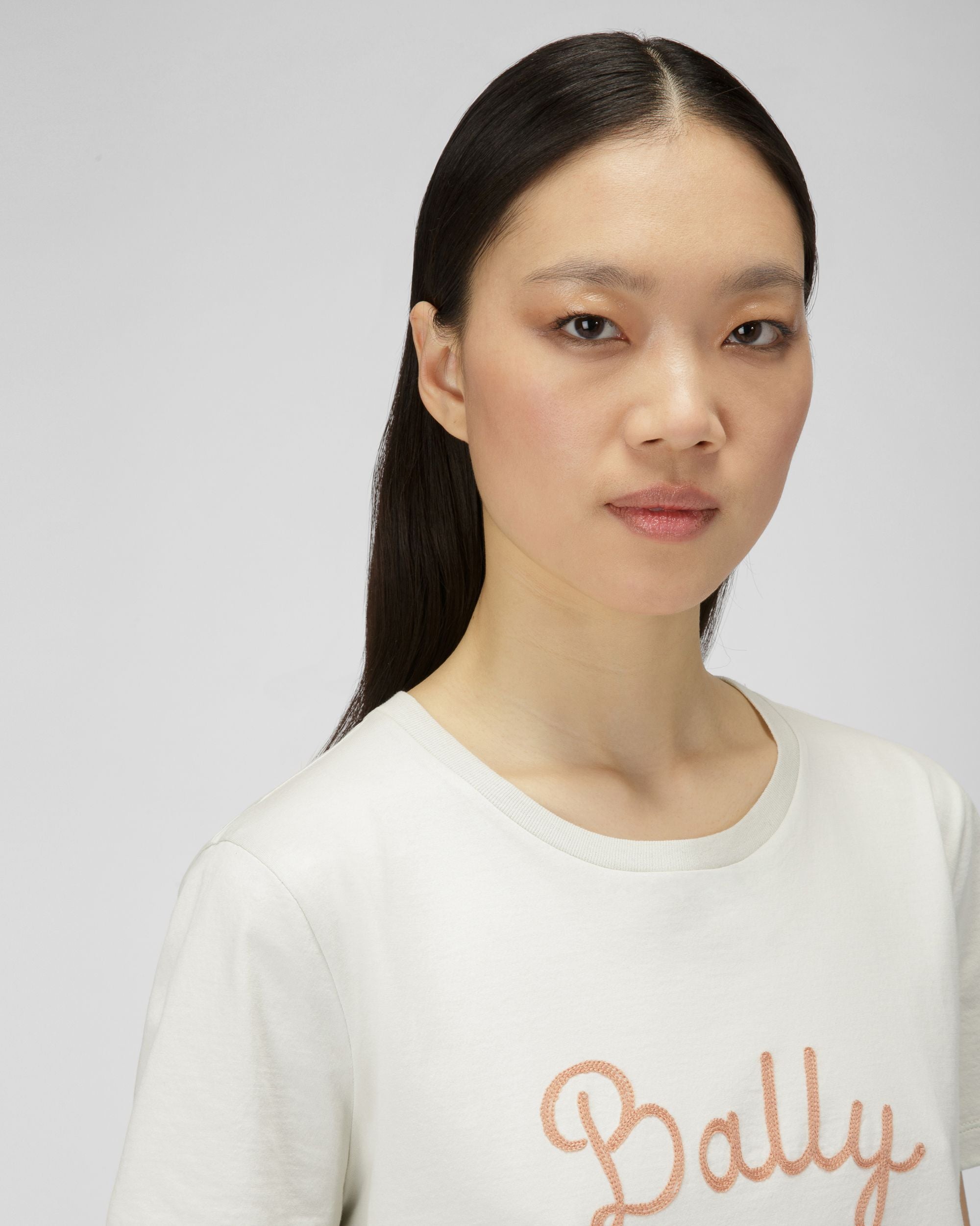 T-Shirt En Coton Ivoire - Femme - Bally - 02