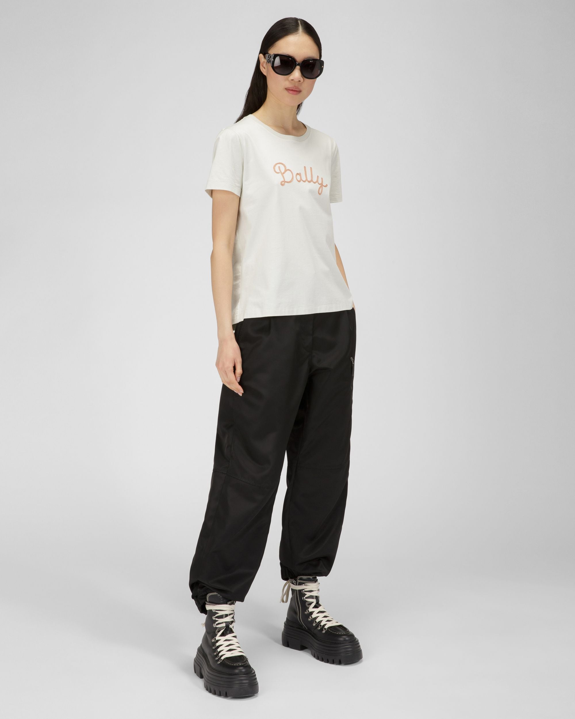 T-Shirt En Coton Ivoire - Femme - Bally - 04