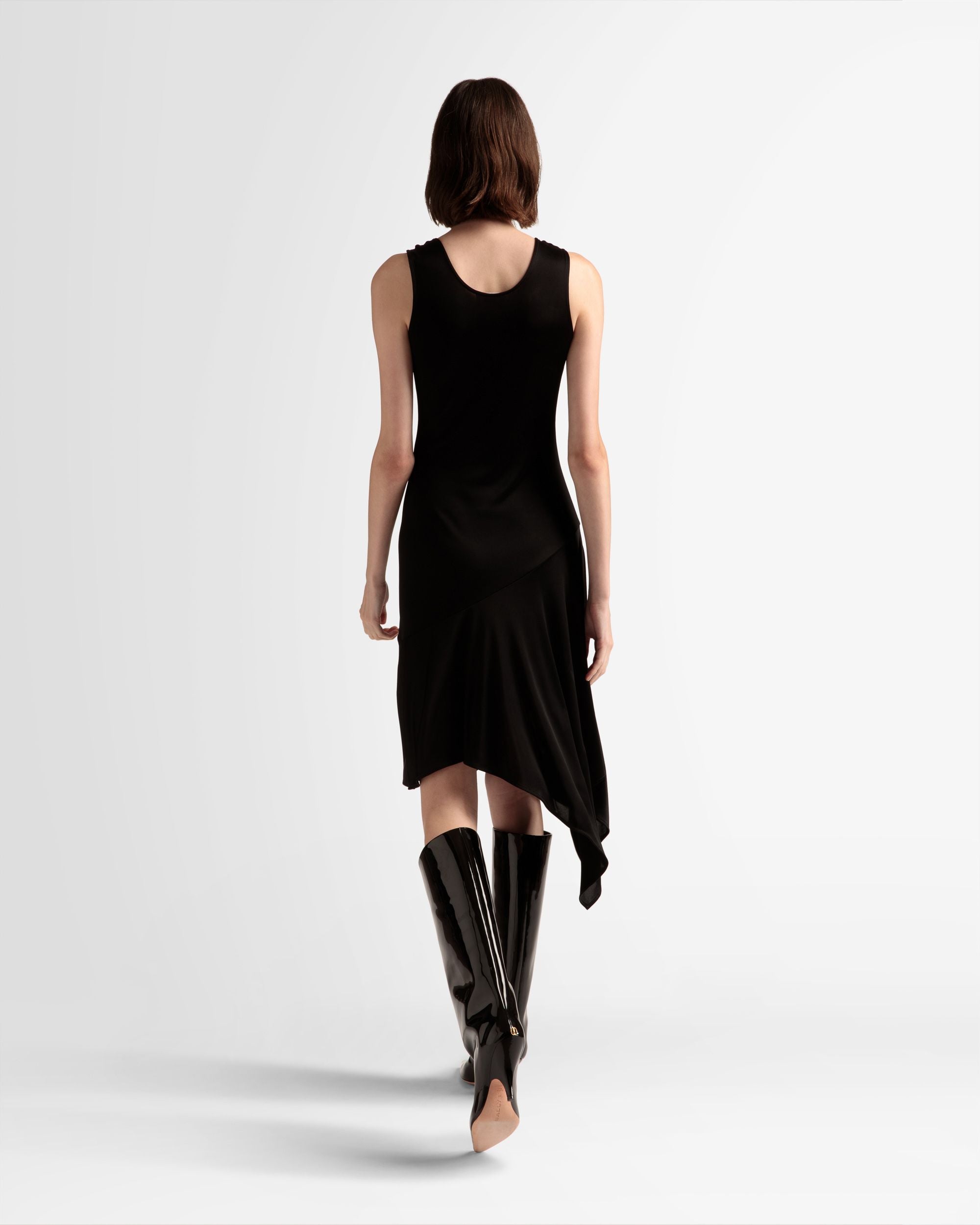 Vestido Asimétrico De Mezcla De Viscosa Negra - Mujer - Bally - 06