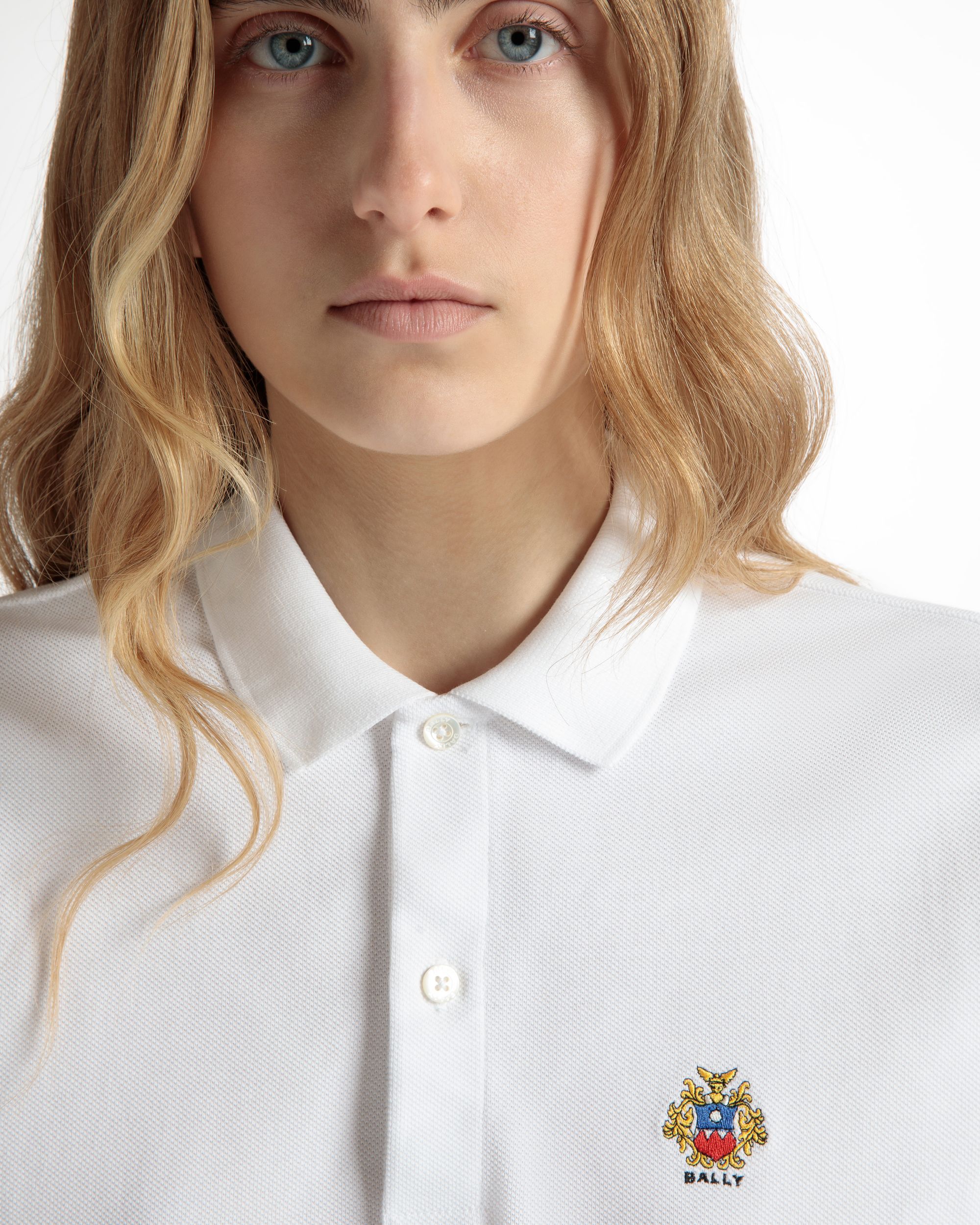Polo À Manches Courtes En Coton Blanc - Femme - Bally - 04