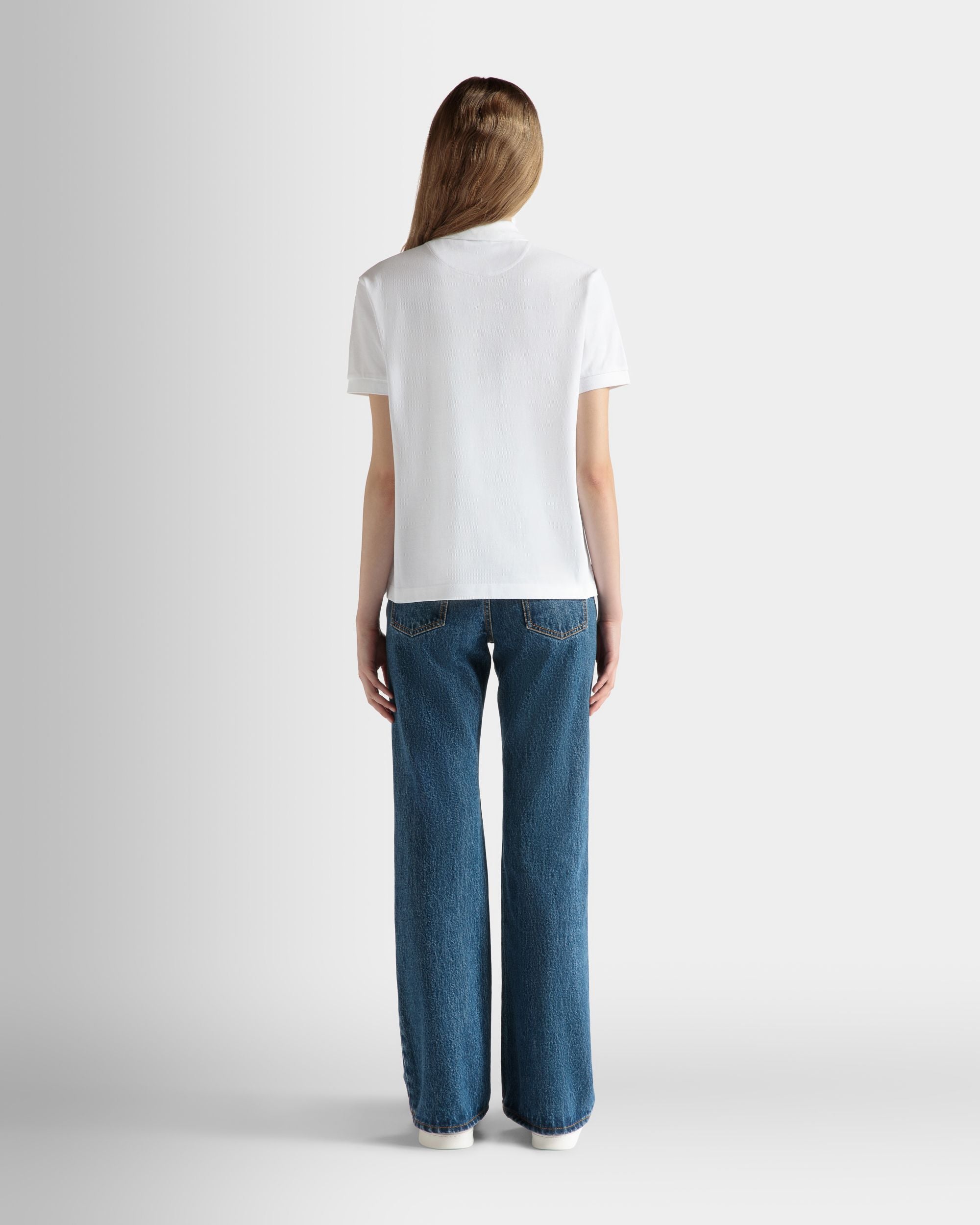 Polo À Manches Courtes En Coton Blanc - Femme - Bally - 06