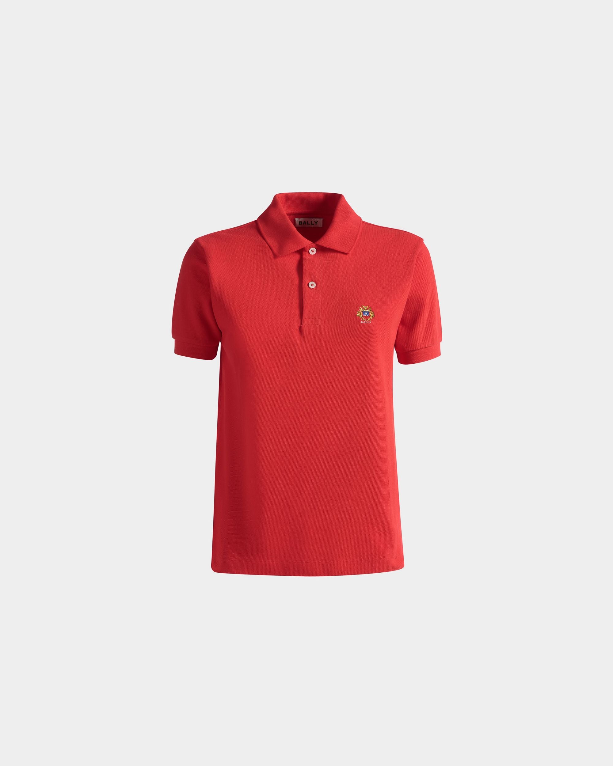 Polo À Manches Courtes En Coton Rouge - Femme - Bally - 01