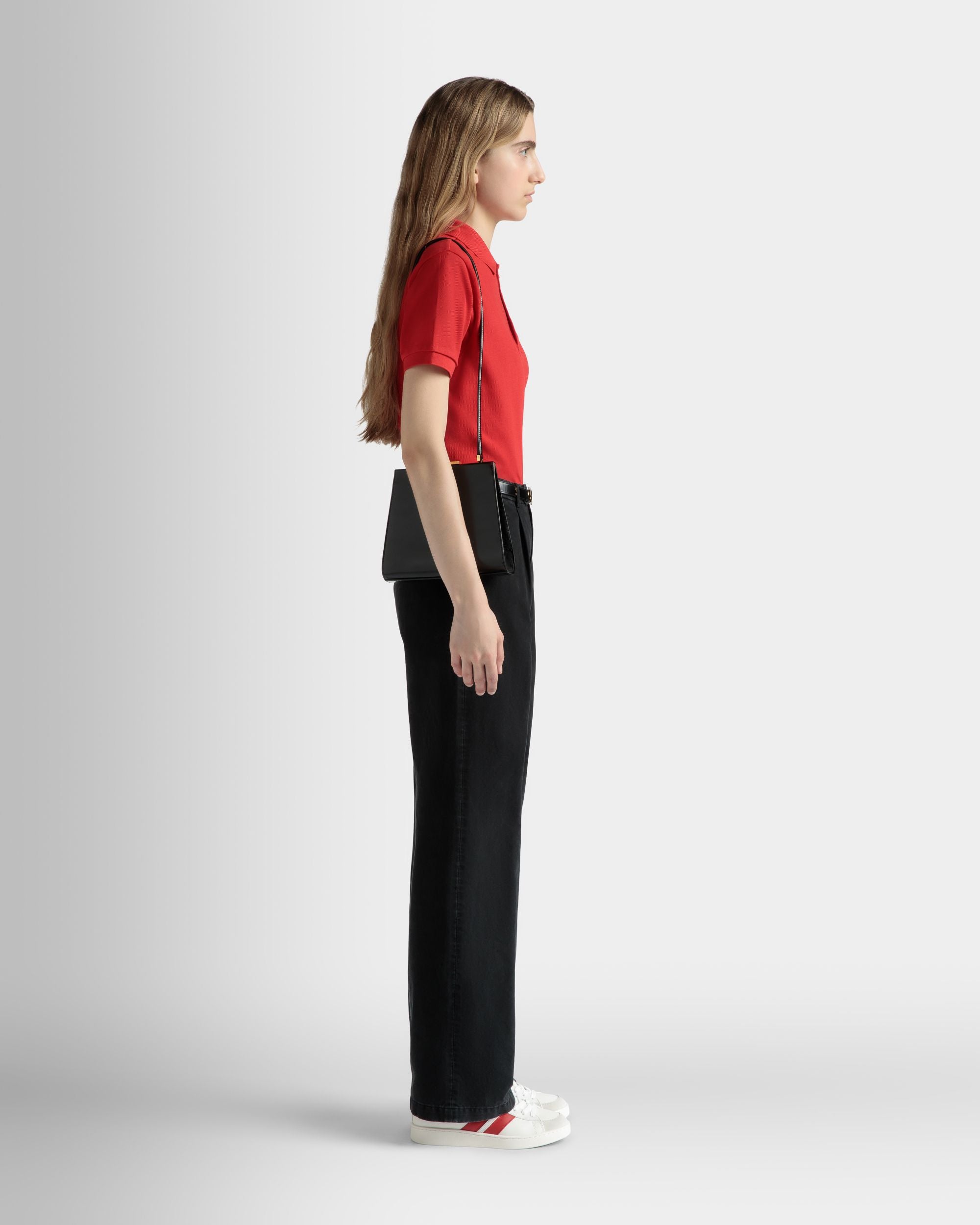 Short Sleeve Polo in Red Cotton - Women's - Bally - 05