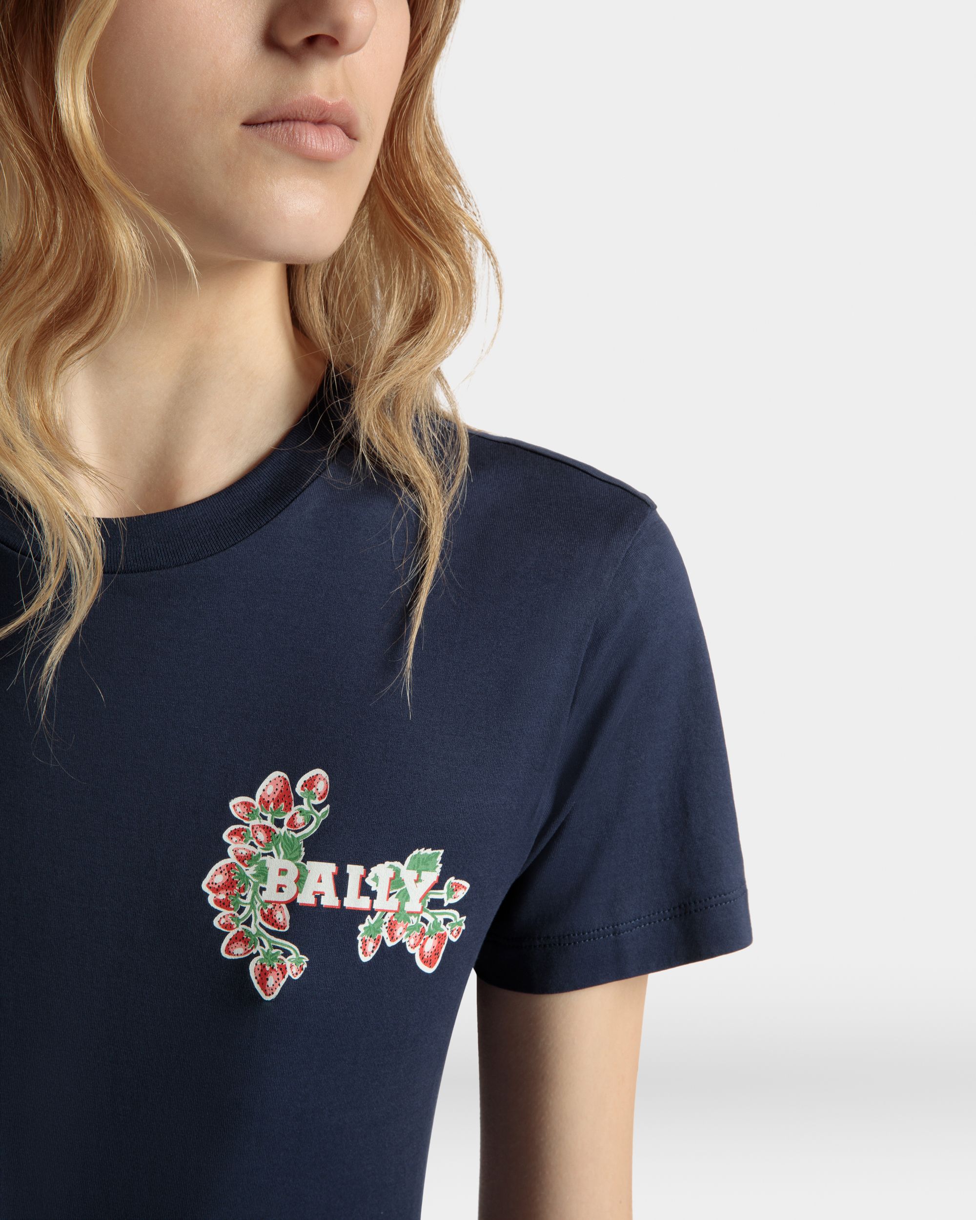 T-Shirt in Strawberry Print Cotton - Women's - Bally - 04