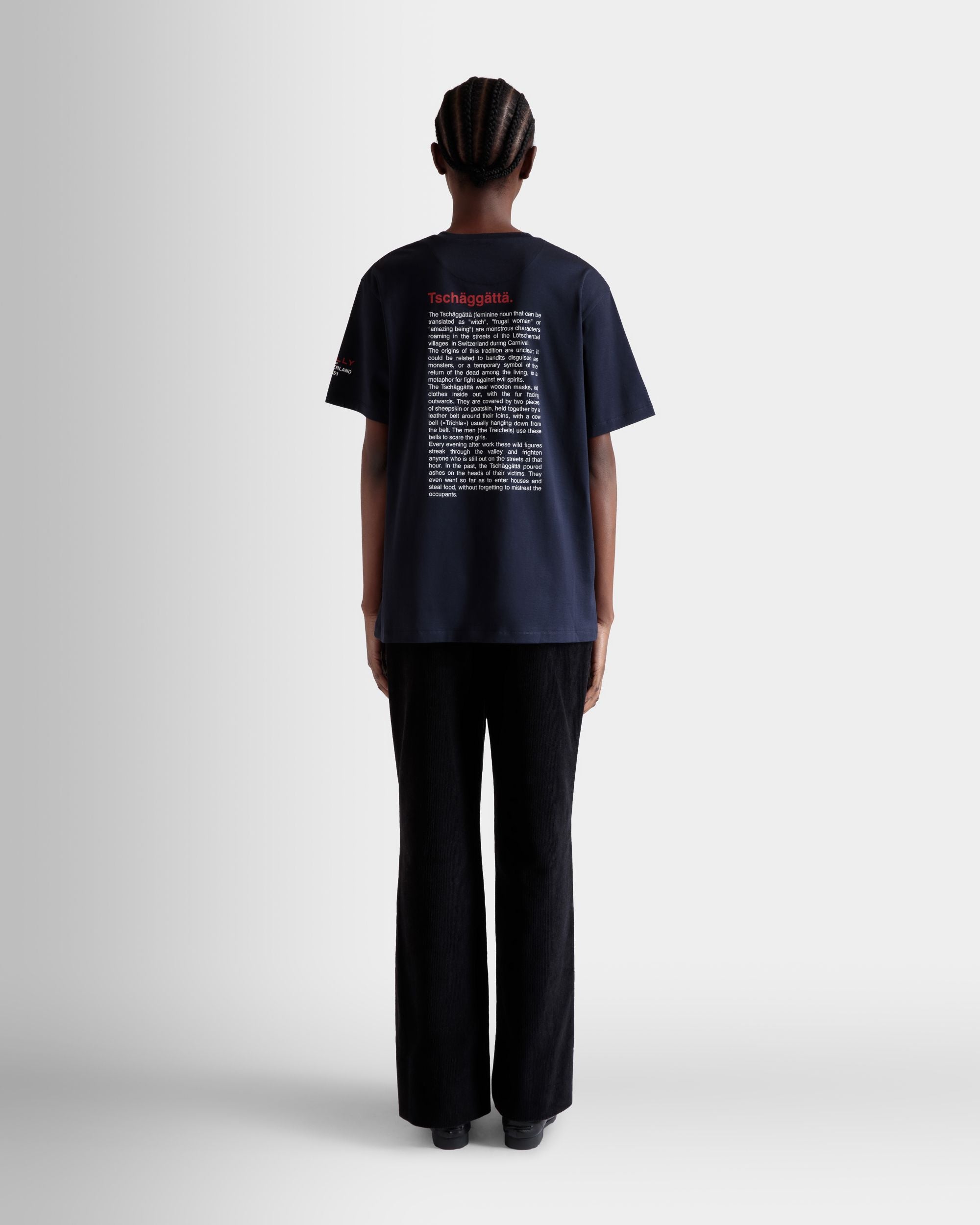 T-Shirt Avec Imprimés Forest Mask En Coton Navy Blue - Femme - Bally - 06