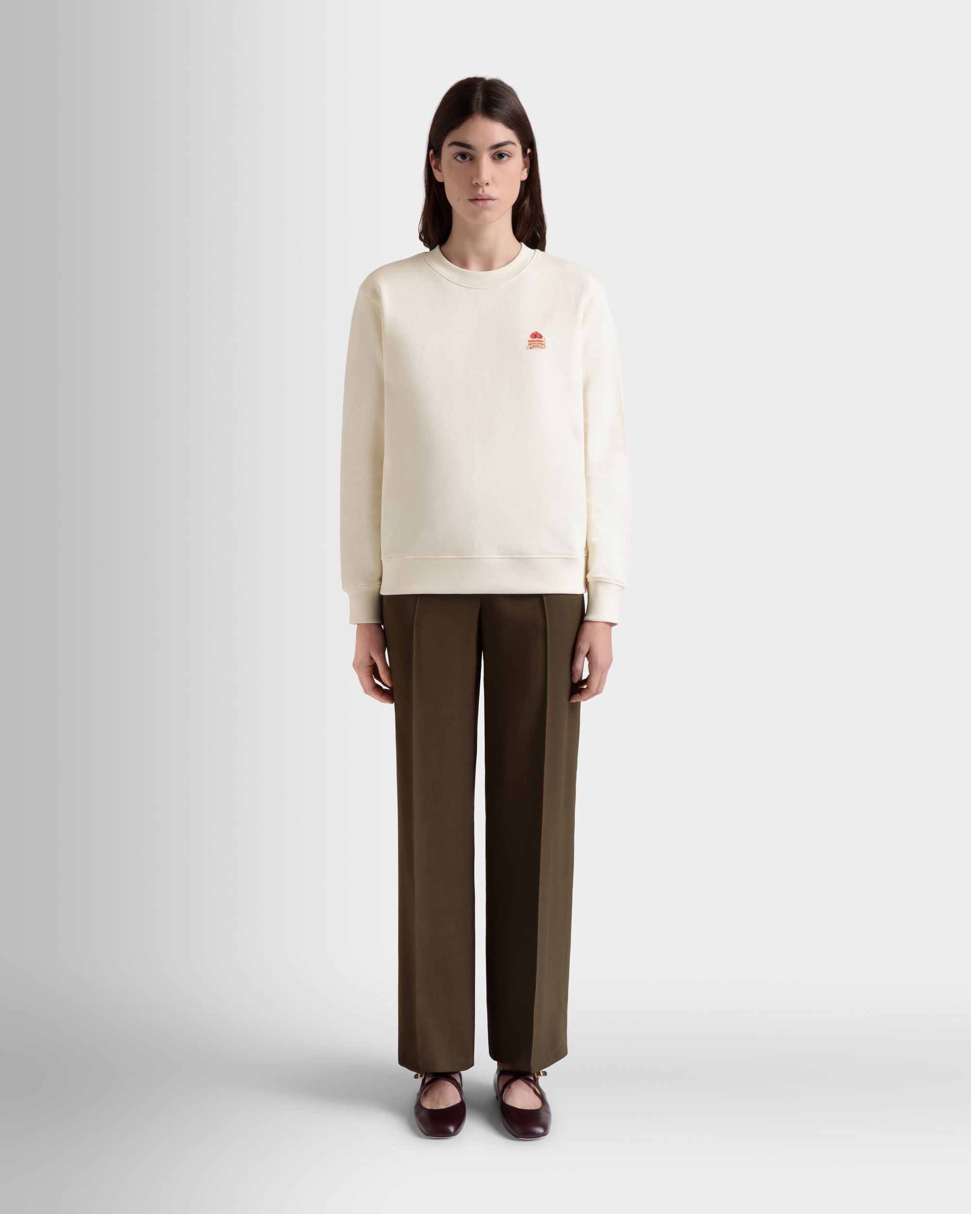 Sweatshirt Mit Rundhalsausschnitt Und Bally Cake Aus Baumwolle In Elfenbein - Damen - Bally - 02