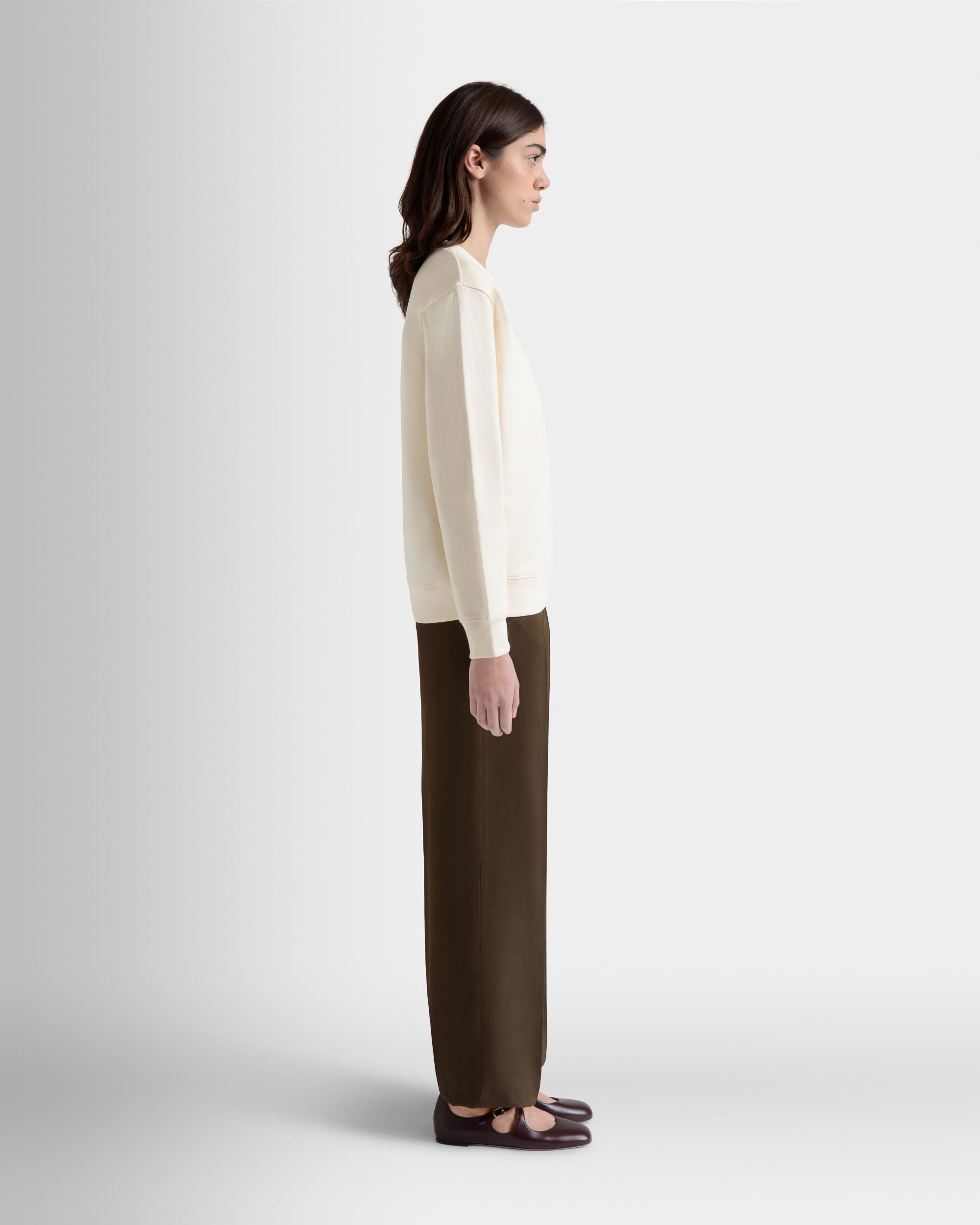 Sweatshirt Mit Rundhalsausschnitt Und Bally Cake Aus Baumwolle In Elfenbein - Damen - Bally - 06