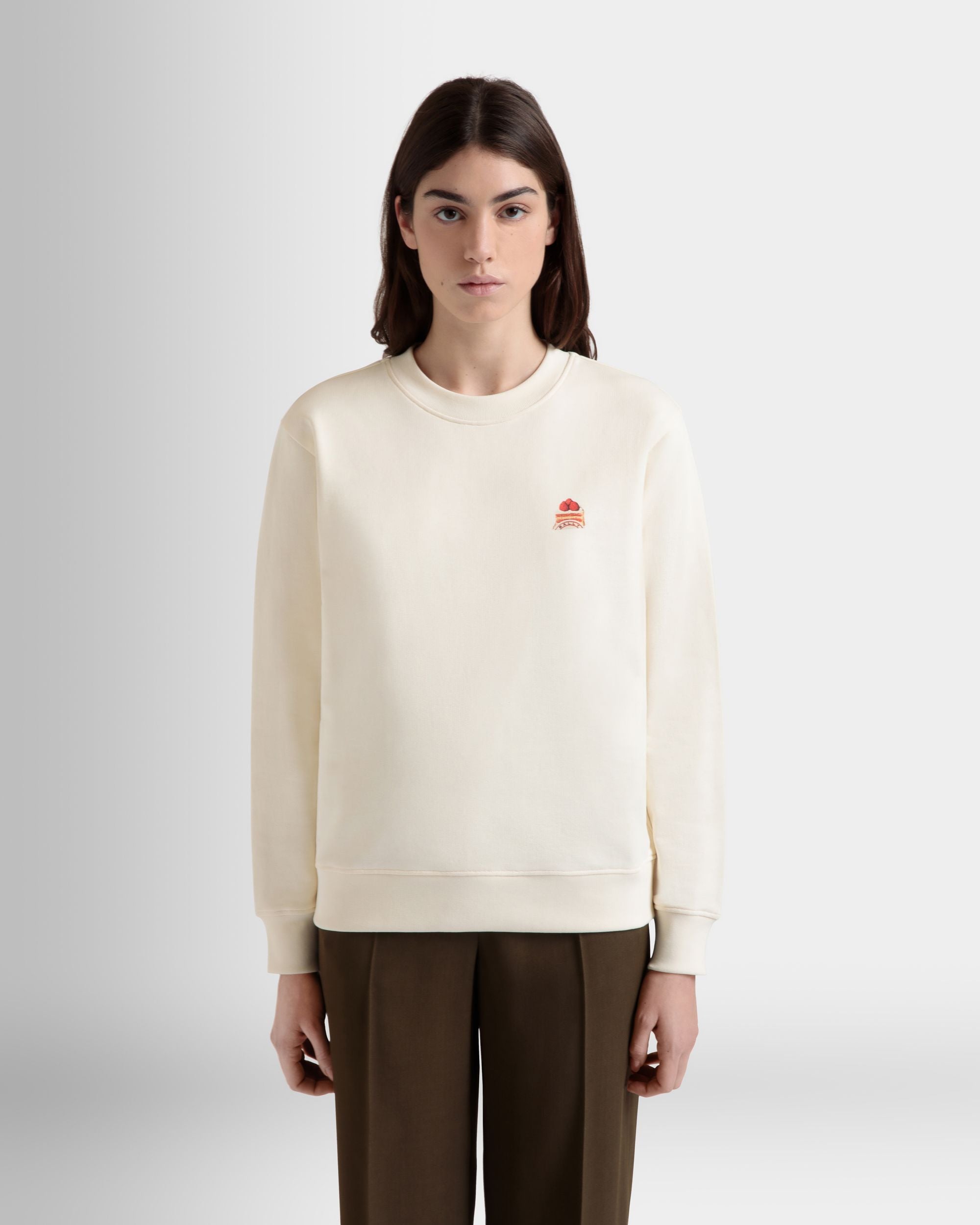Sweatshirt Mit Rundhalsausschnitt Und Bally Cake Aus Baumwolle In Elfenbein - Damen - Bally - 09