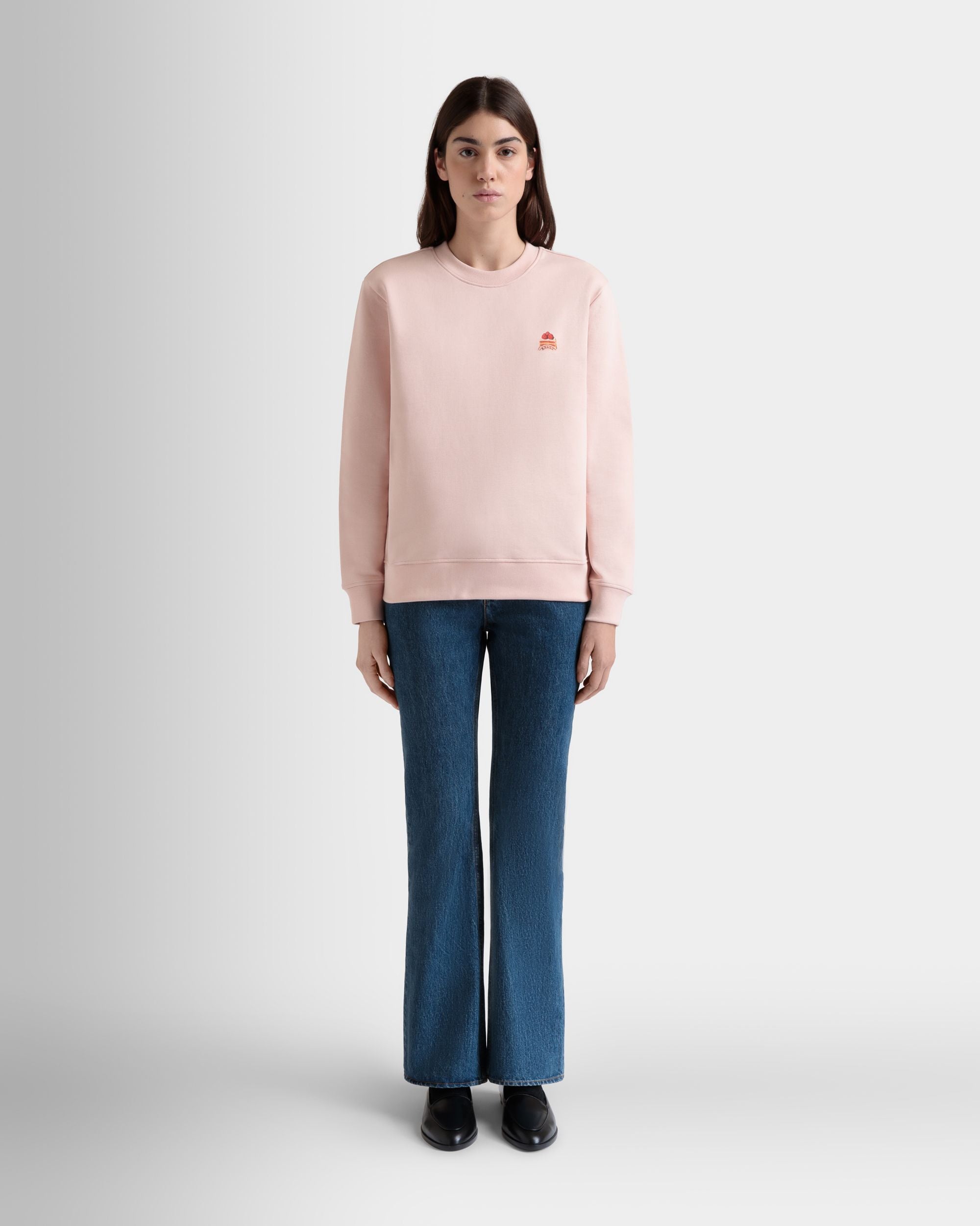 Sweatshirt Mit Rundhalsausschnitt Und Bally Cake Aus Baumwolle In Dusty Petal - Damen - Bally - 02