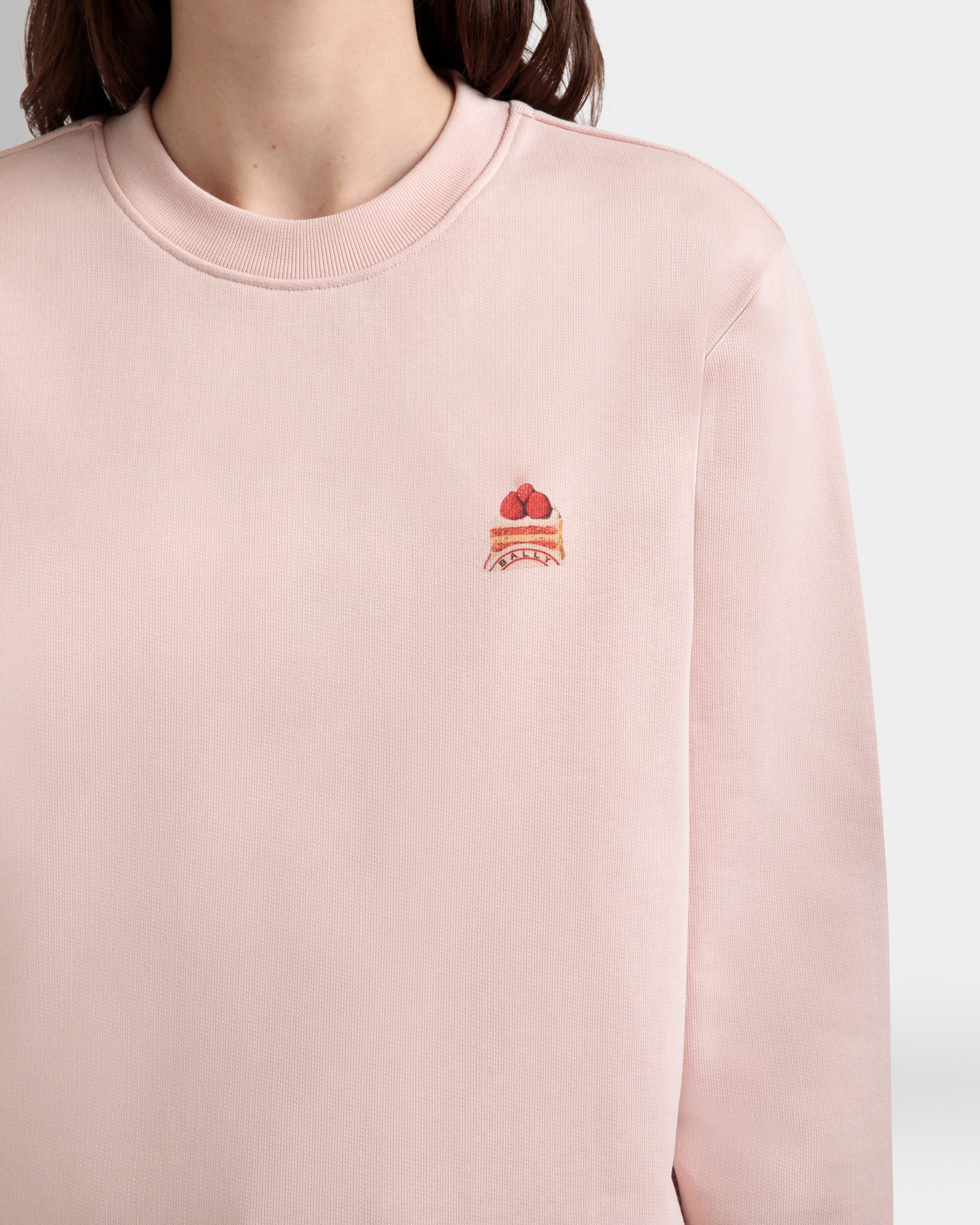 Sweatshirt Mit Rundhalsausschnitt Und Bally Cake Aus Baumwolle In Dusty Petal - Damen - Bally - 03