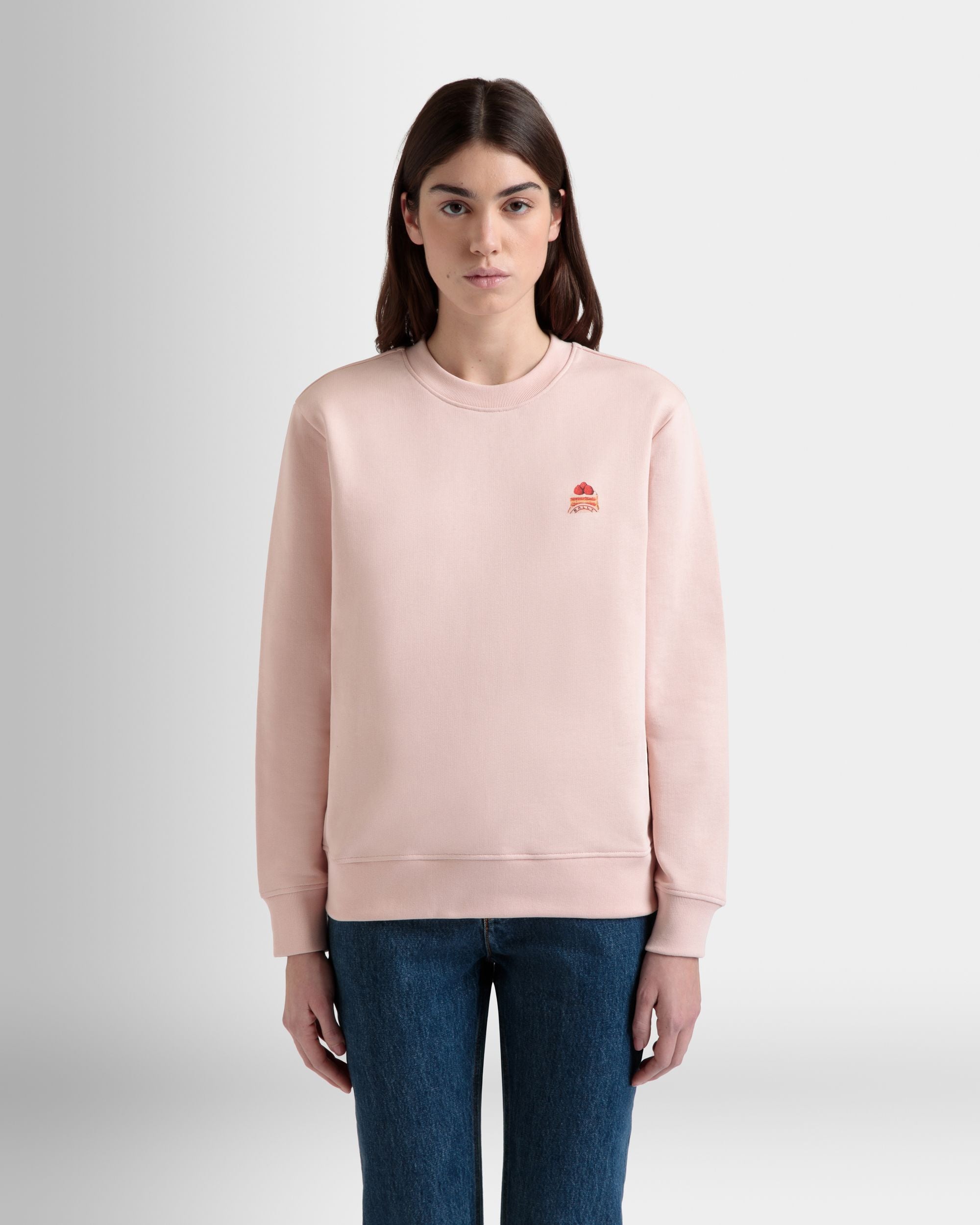 Sweatshirt Mit Rundhalsausschnitt Und Bally Cake Aus Baumwolle In Dusty Petal - Damen - Bally - 08
