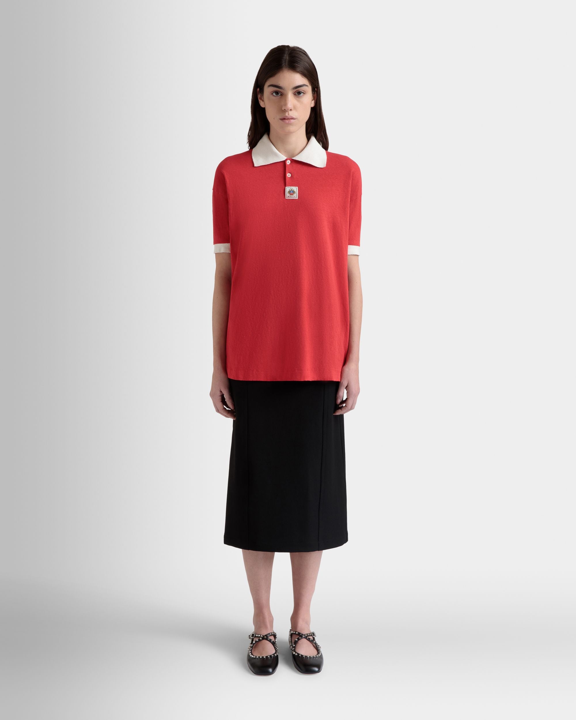Poloshirt Mit BallyCrest-Wappen Aus Baumwolle In Rot - Damen - Bally - 02