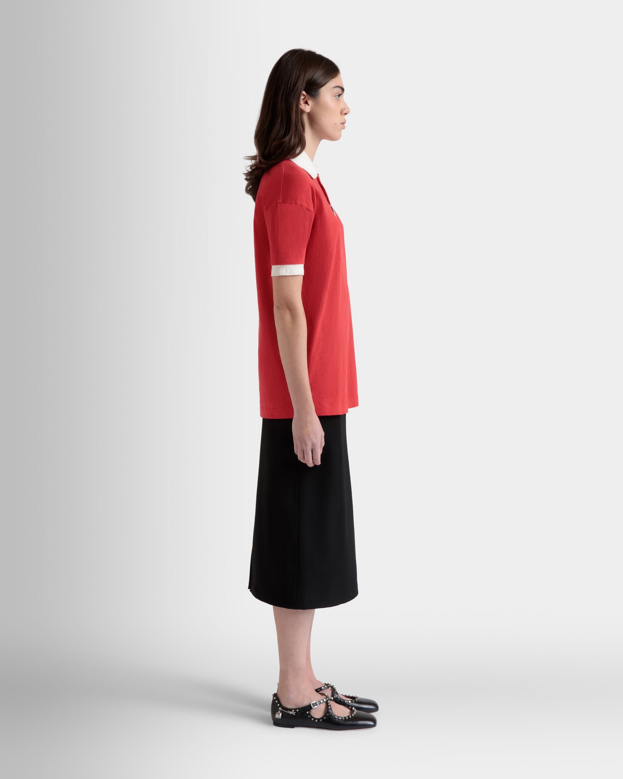 Poloshirt Mit BallyCrest-Wappen Aus Baumwolle In Rot - Damen - Bally - 06