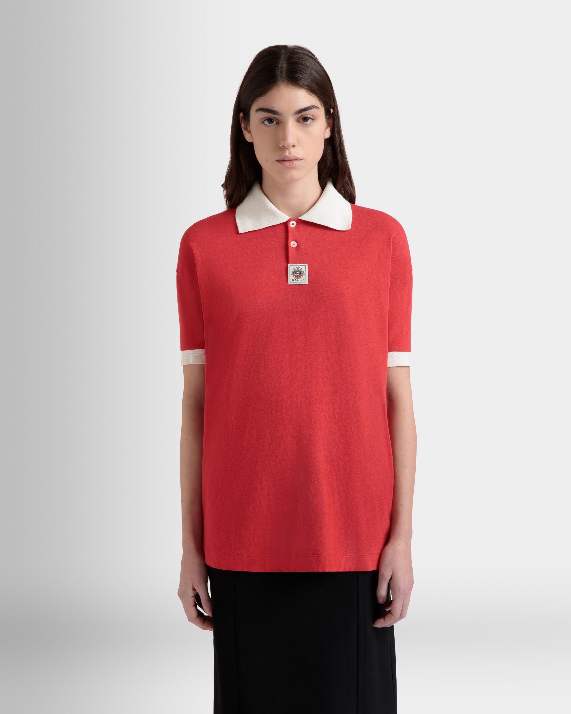 Poloshirt Mit BallyCrest-Wappen Aus Baumwolle In Rot - Damen - Bally - 09
