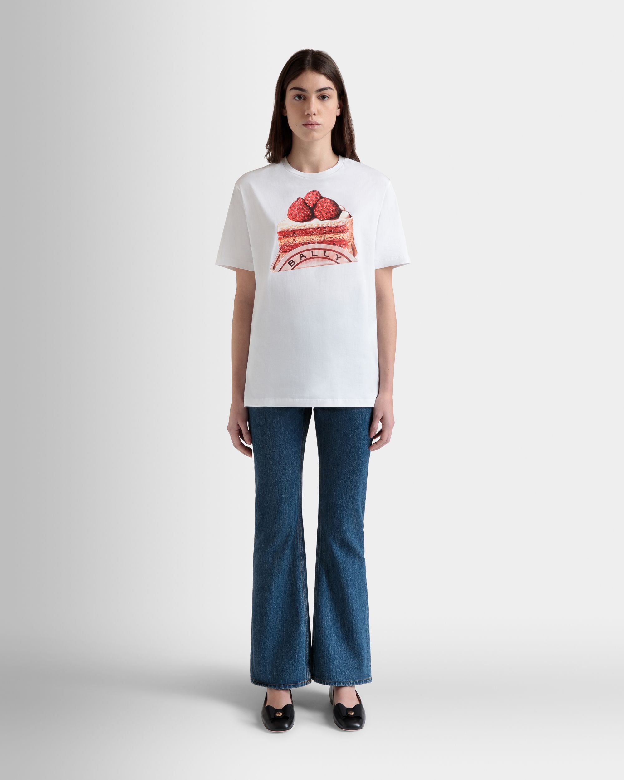 Camiseta De Algodón Blanco Con Estampado Bally Cake - Mujer - Bally - 02