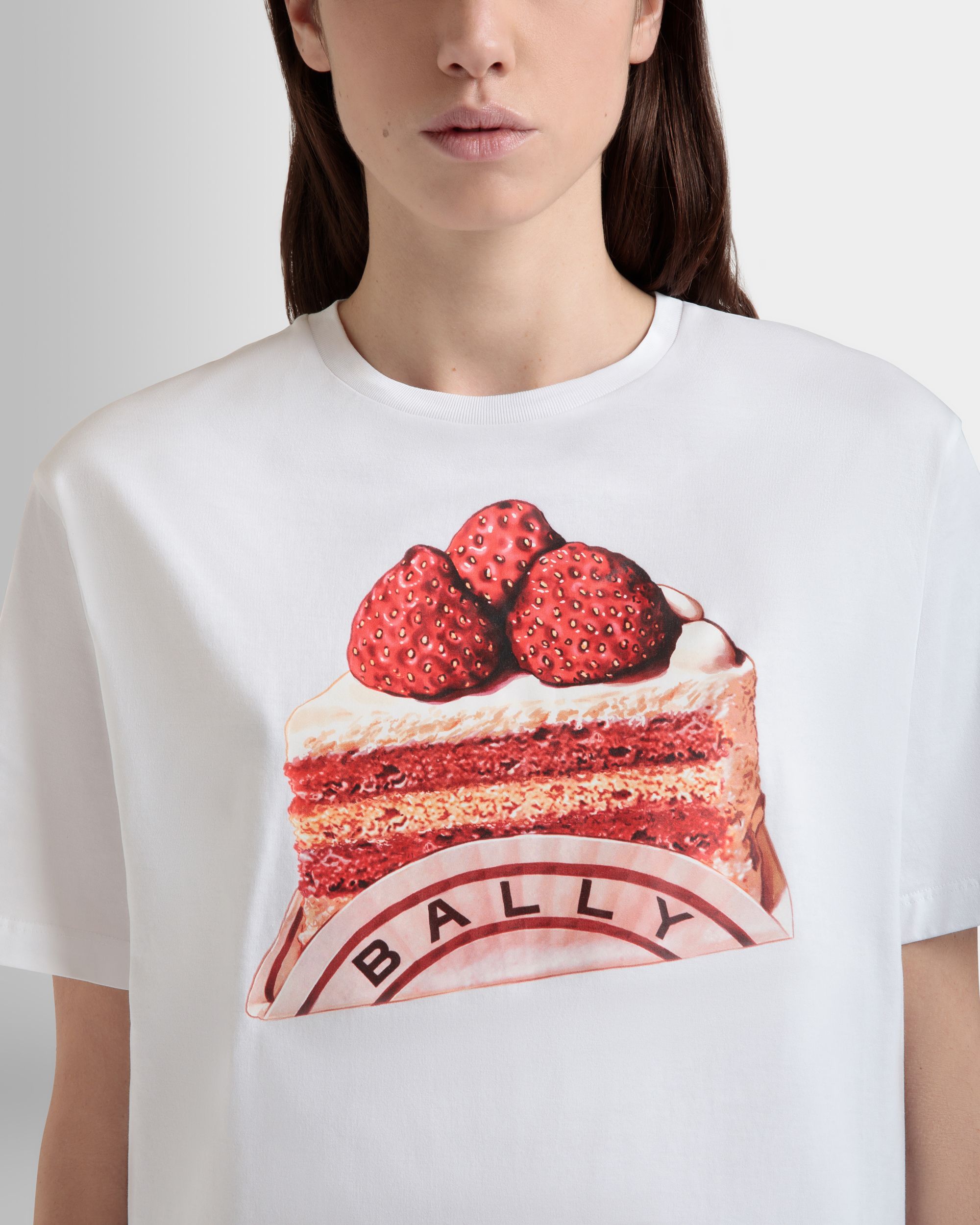 Camiseta De Algodón Blanco Con Estampado Bally Cake - Mujer - Bally - 03