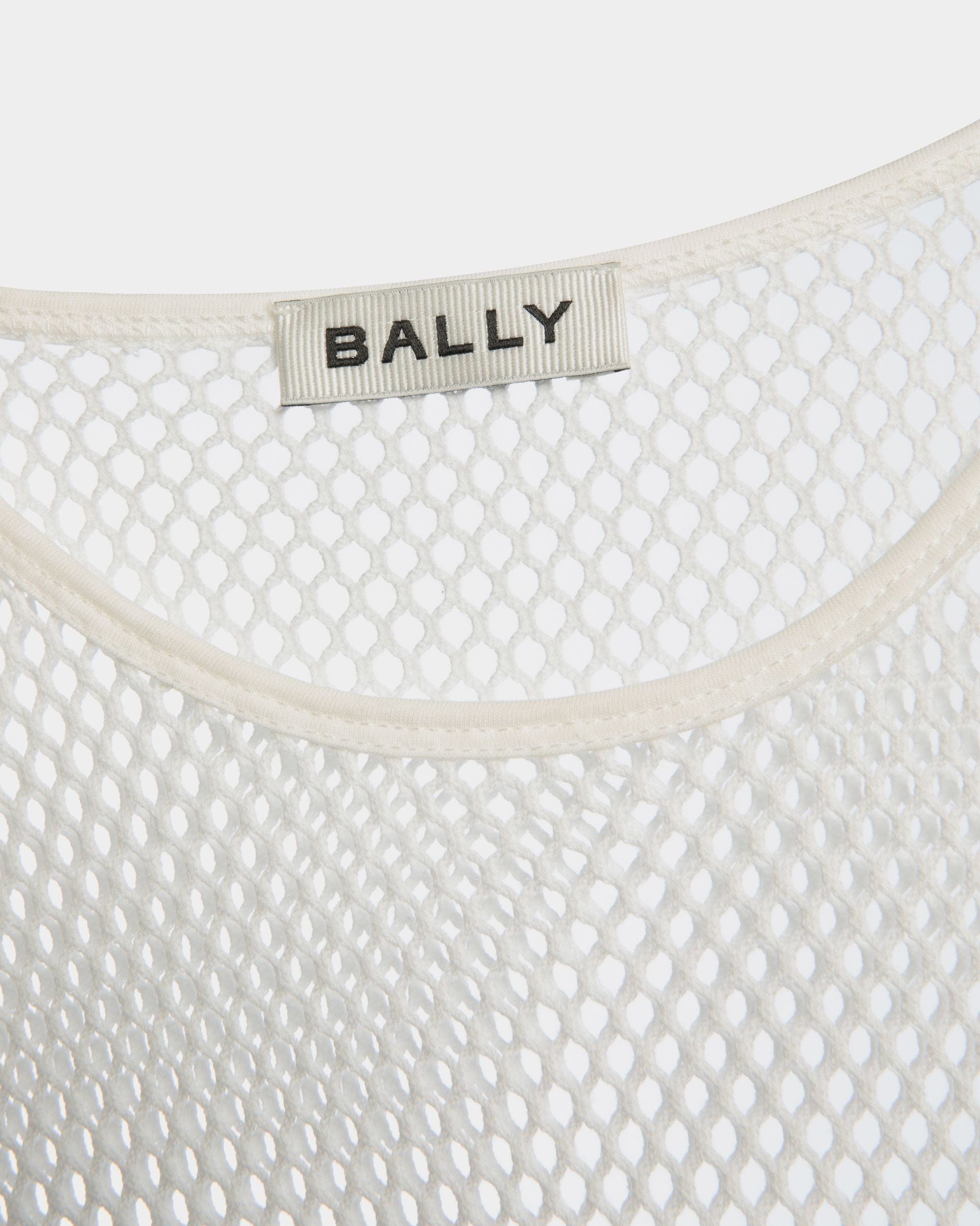 Mesh-T-Shirt Aus Baumwolle In Weiß - Damen - Bally - 04