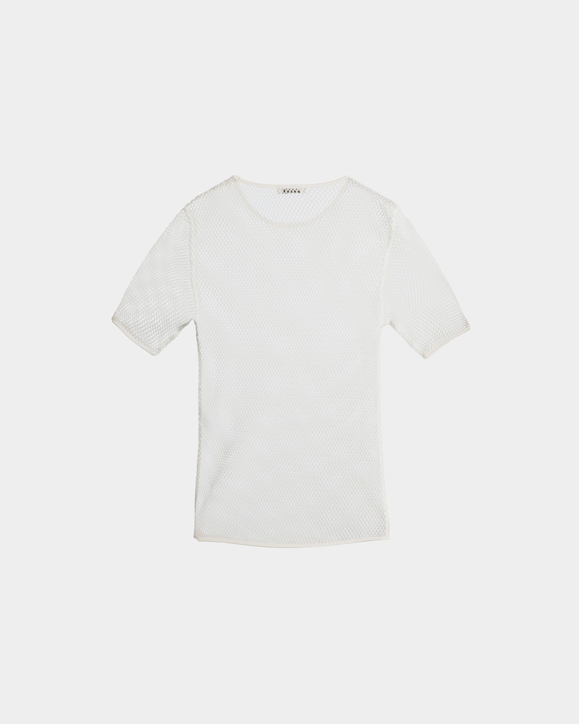 Mesh T-Shirt in White Cotton - Women's - Bally - 07