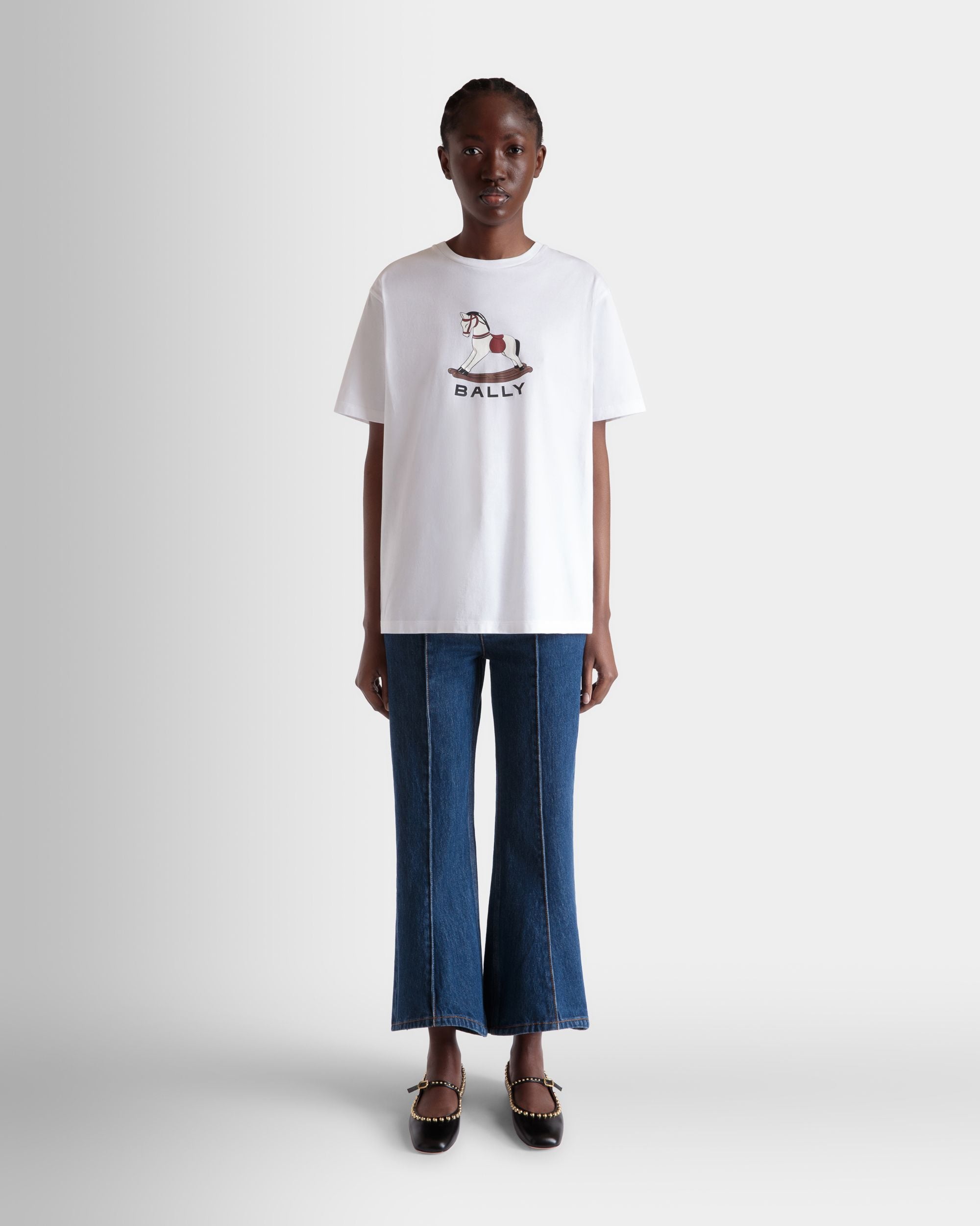 T-Shirt Avec Imprimé Beni Bischof Rocking Horse En Coton Blanc - Femme - Bally - 02