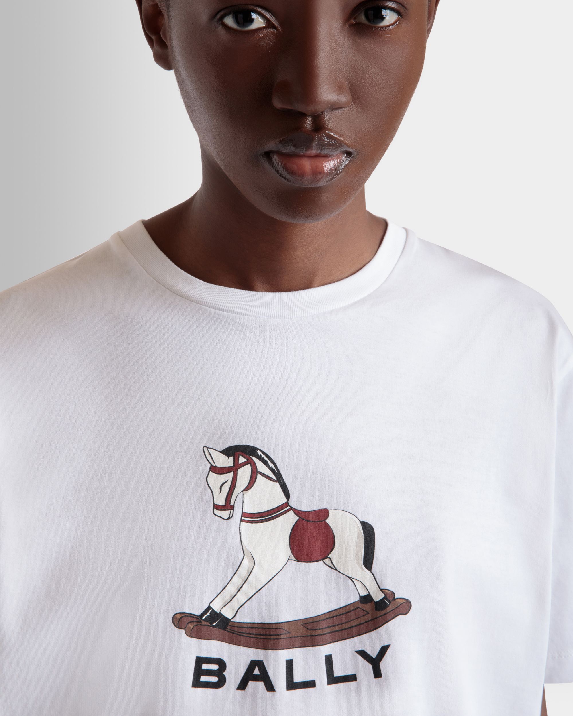 T-Shirt Avec Imprimé Beni Bischof Rocking Horse En Coton Blanc - Femme - Bally - 03