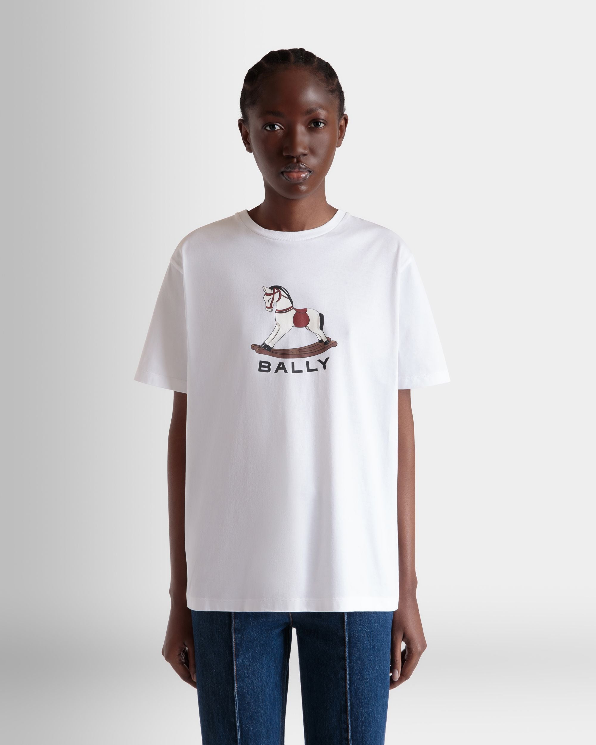 T-Shirt Avec Imprimé Beni Bischof Rocking Horse En Coton Blanc - Femme - Bally - 08