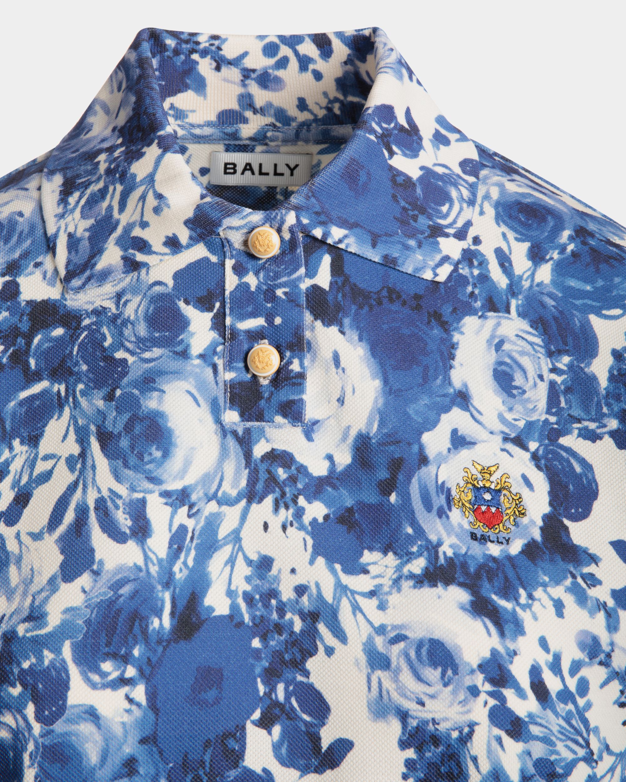 Polo Shirt with a Rosengarten Print in Blue Cotton - Damen - Bally - 02