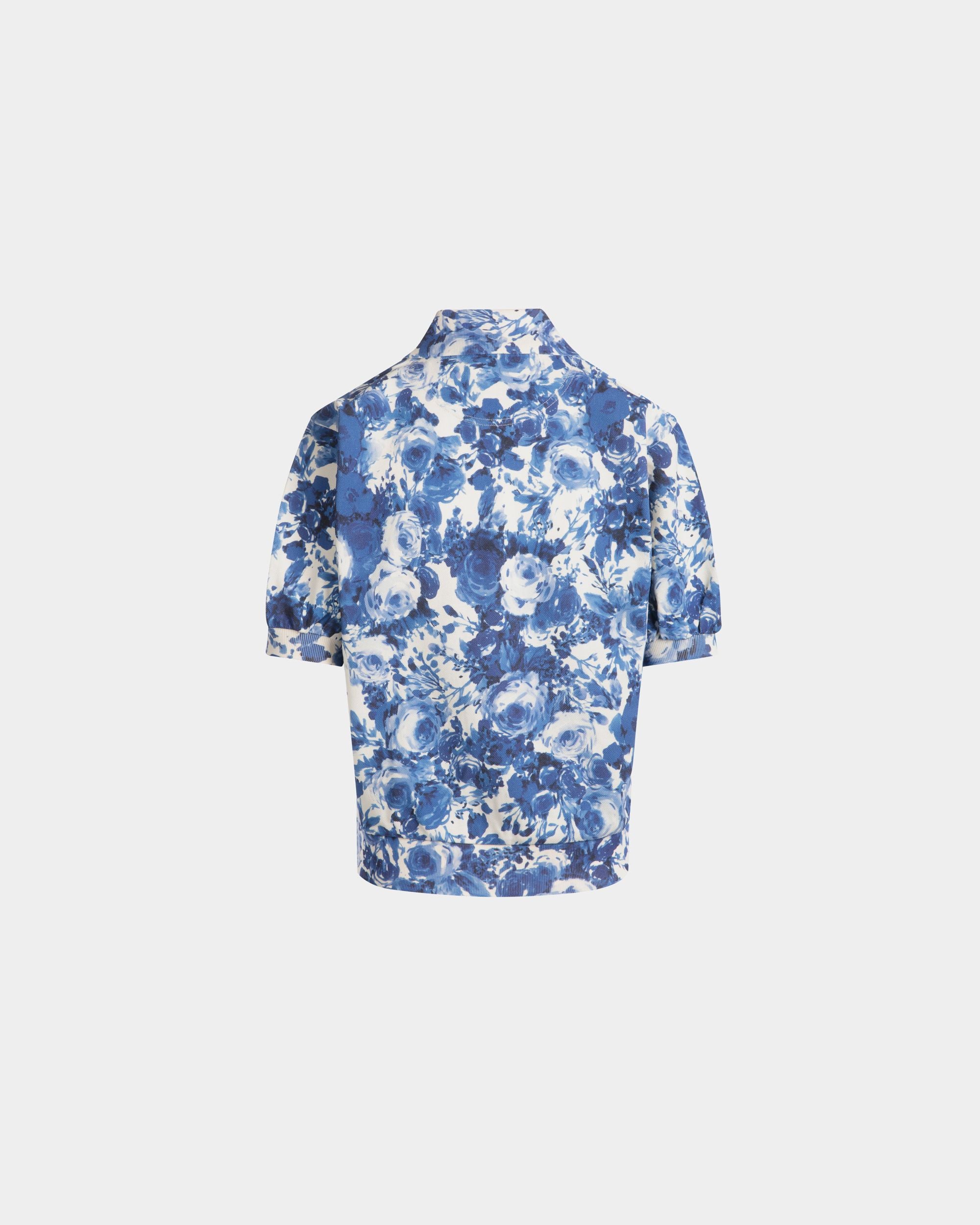 Poloshirt Aus Baumwolle Mit Rosengarten-Print In Blau - Damen - Bally - 03