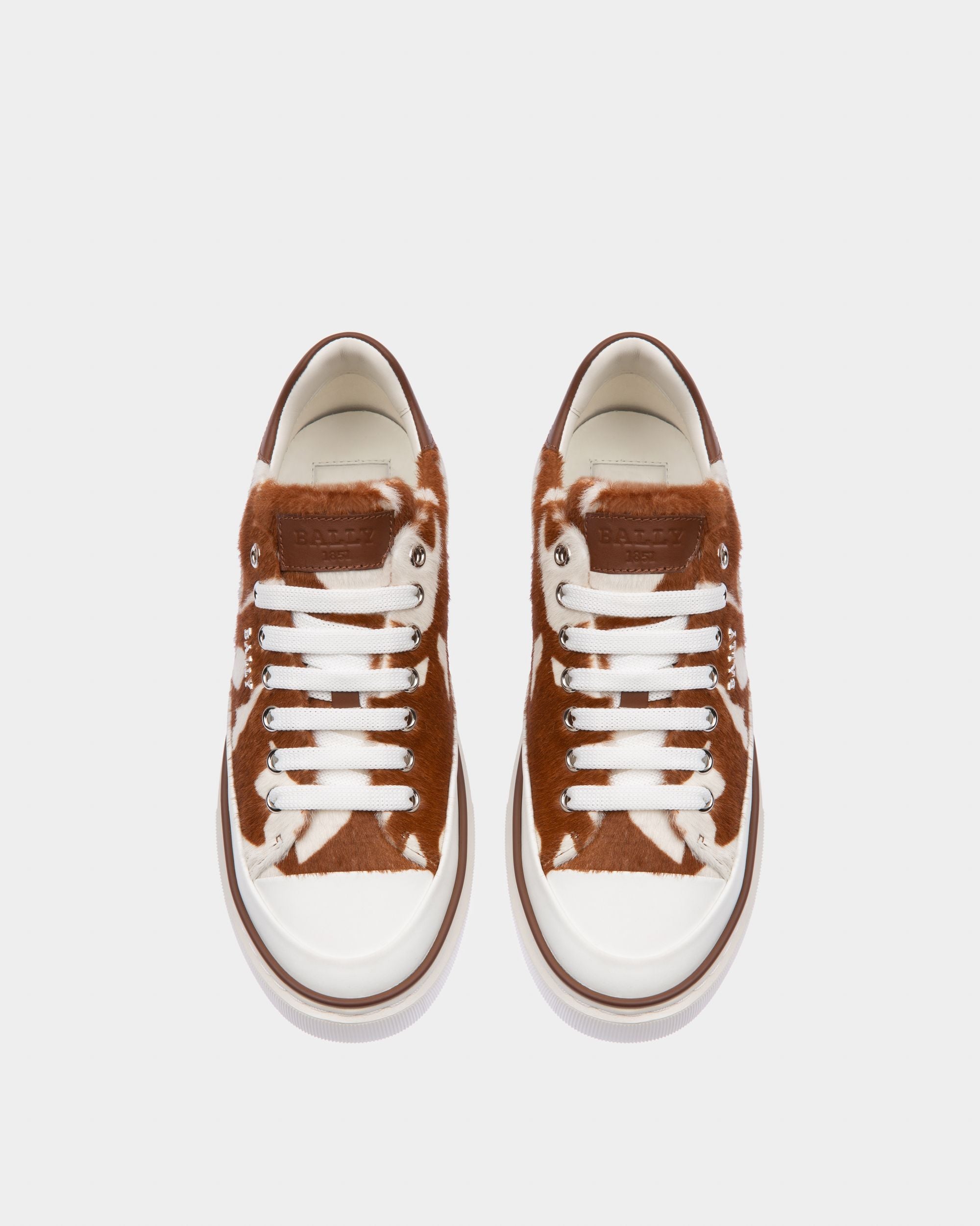Maily Leather Sneakers In White & Brown - Women's - Bally - 02