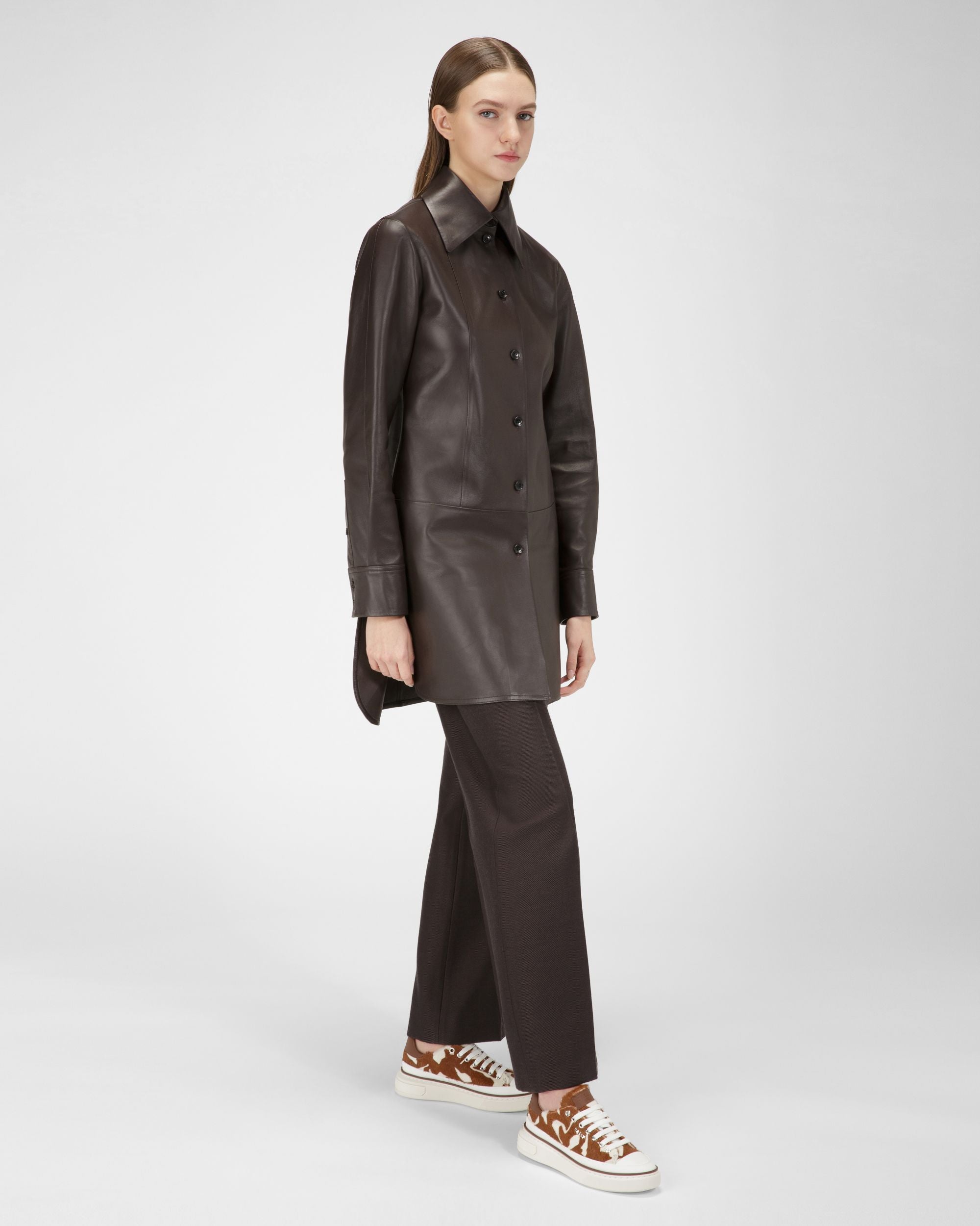 Maily Leather Sneakers In White & Brown - Women's - Bally - 03