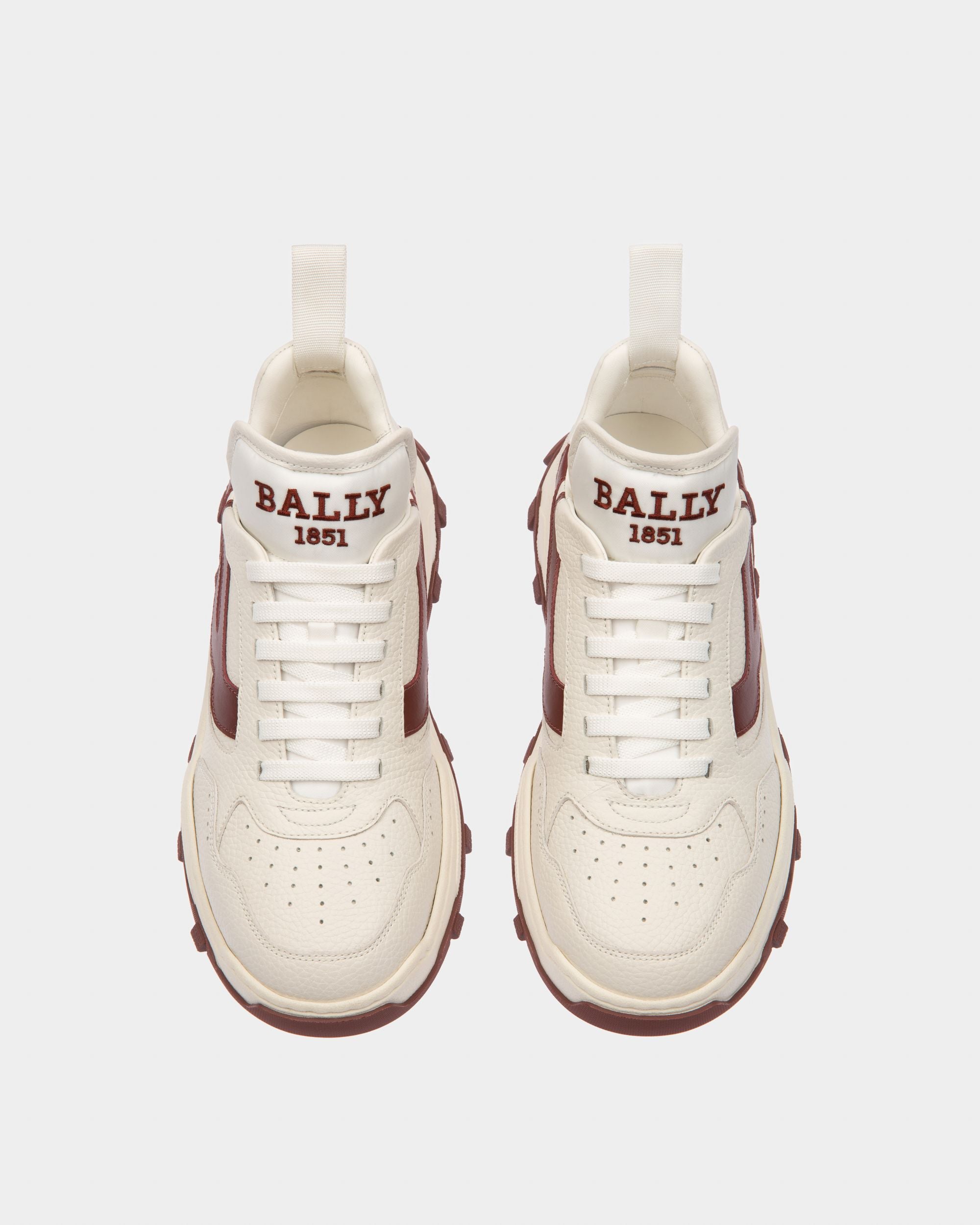 Holden Sneakers En Cuir Et Tissu Blanc Et Rouge Héritage - Femme - Bally - 02