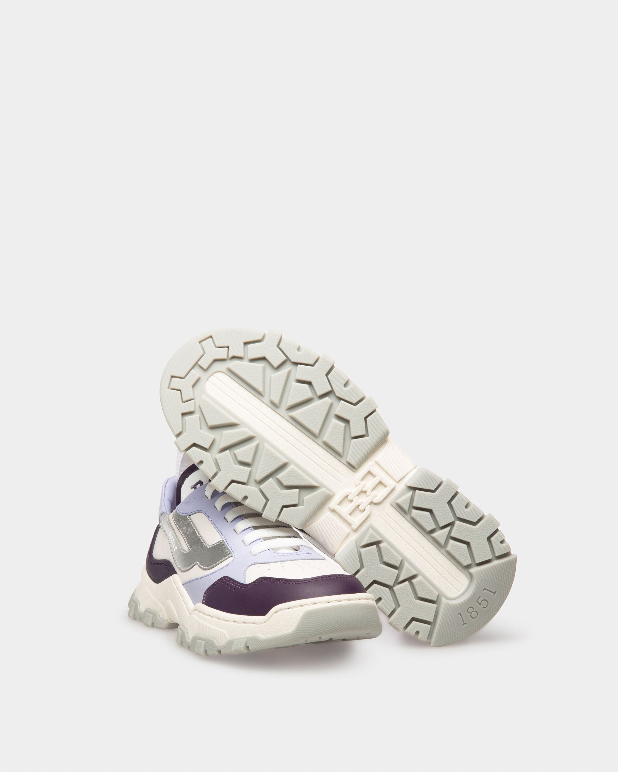 Holden Zapatillas En Piel Y Tela De Color Morado Y Blanco - Mujer - Bally - 05