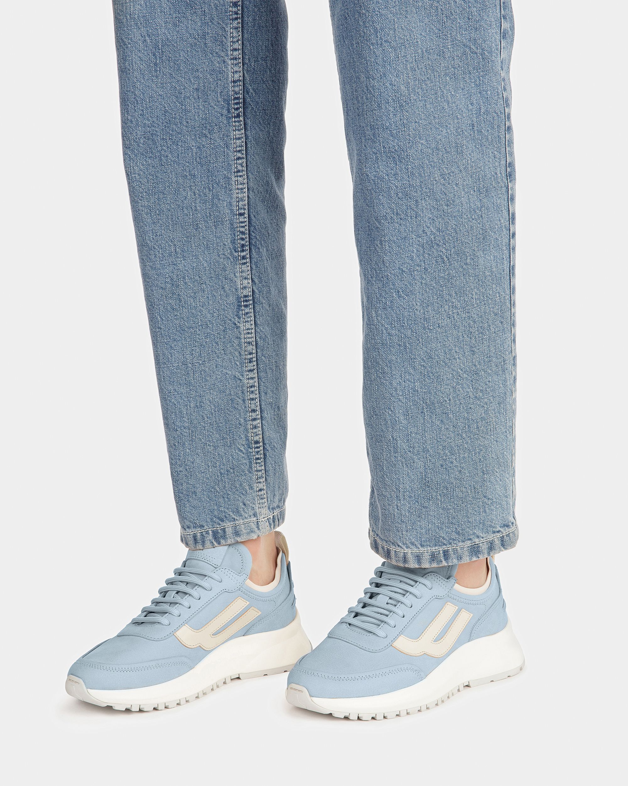 Darys Leather Sneakers In Light Blue And Light Beige - Women's - Bally - 02
