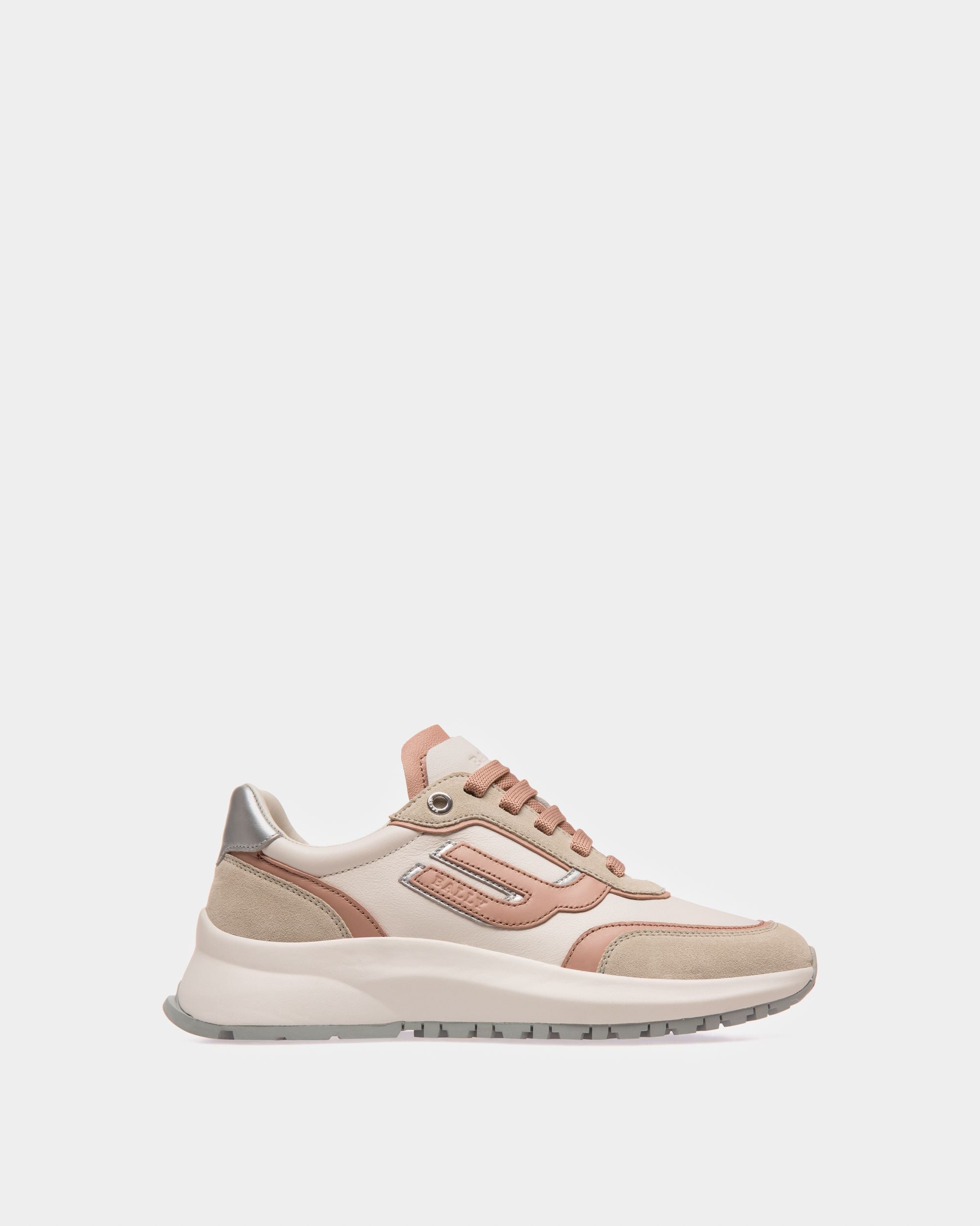 Demmy Leather Sneakers In Denty White & Pink - Women's - Bally - 01