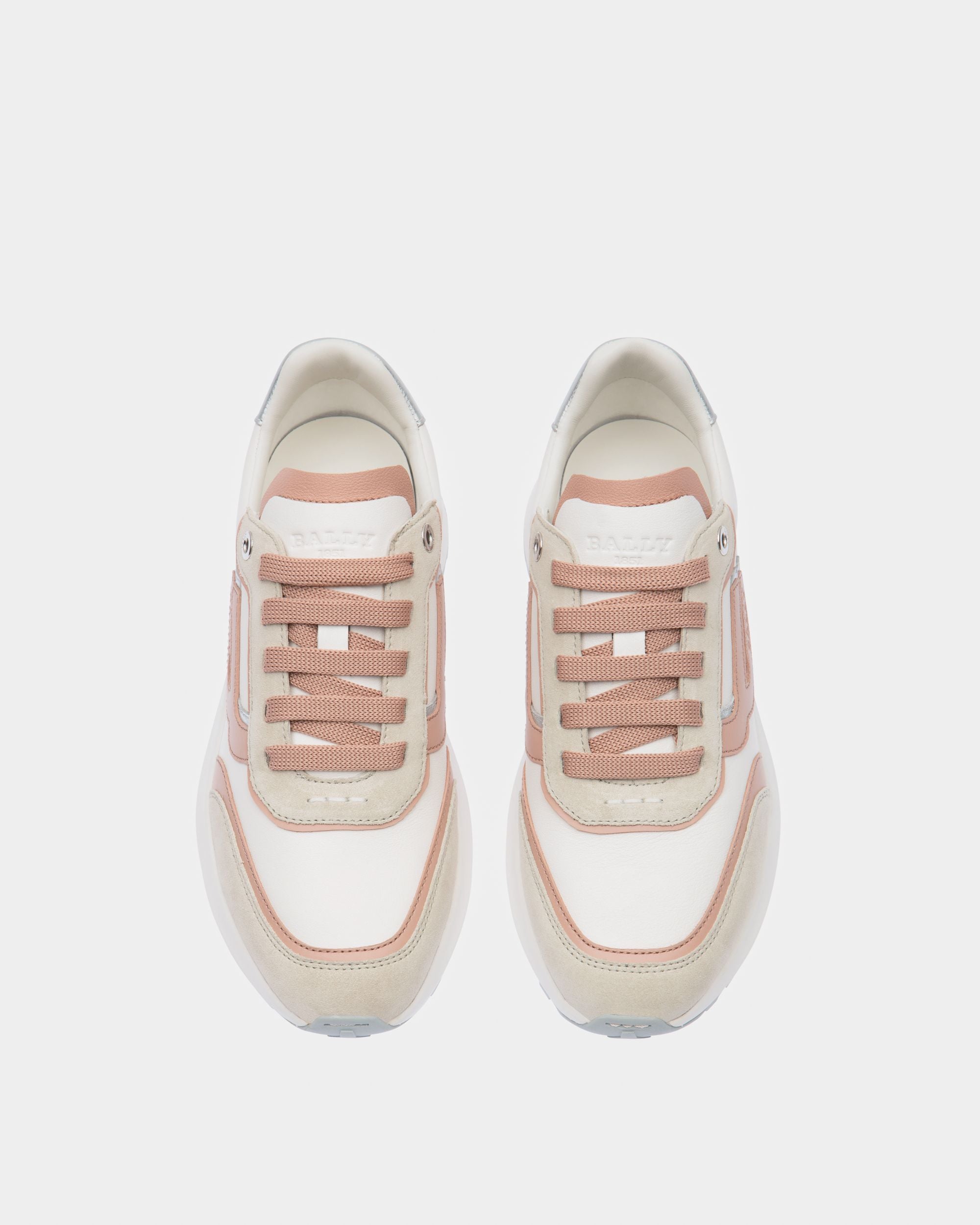 Demmy Leather Sneakers In Denty White & Pink - Women's - Bally - 02