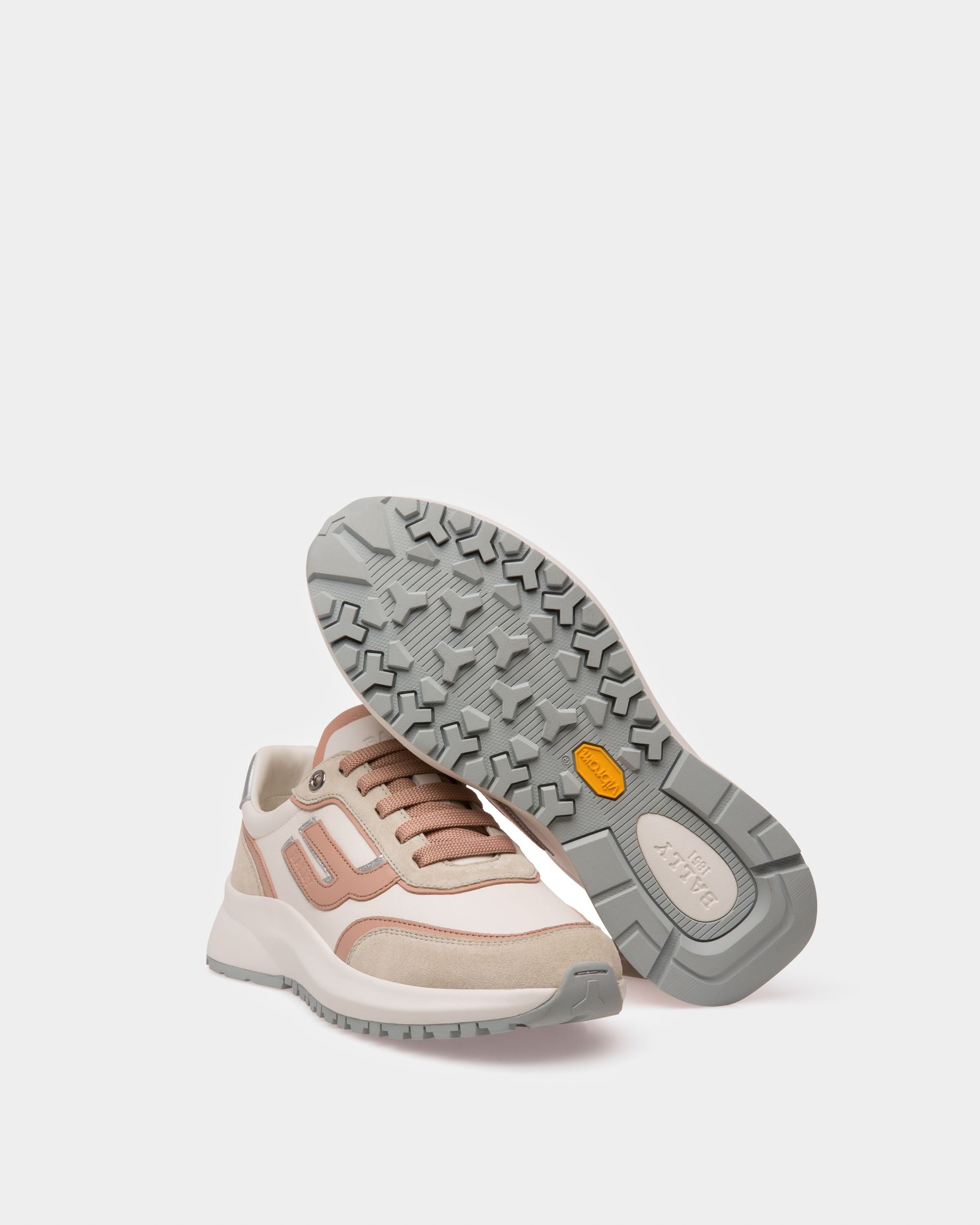 Demmy Leather Sneakers In Denty White & Pink - Women's - Bally - 04