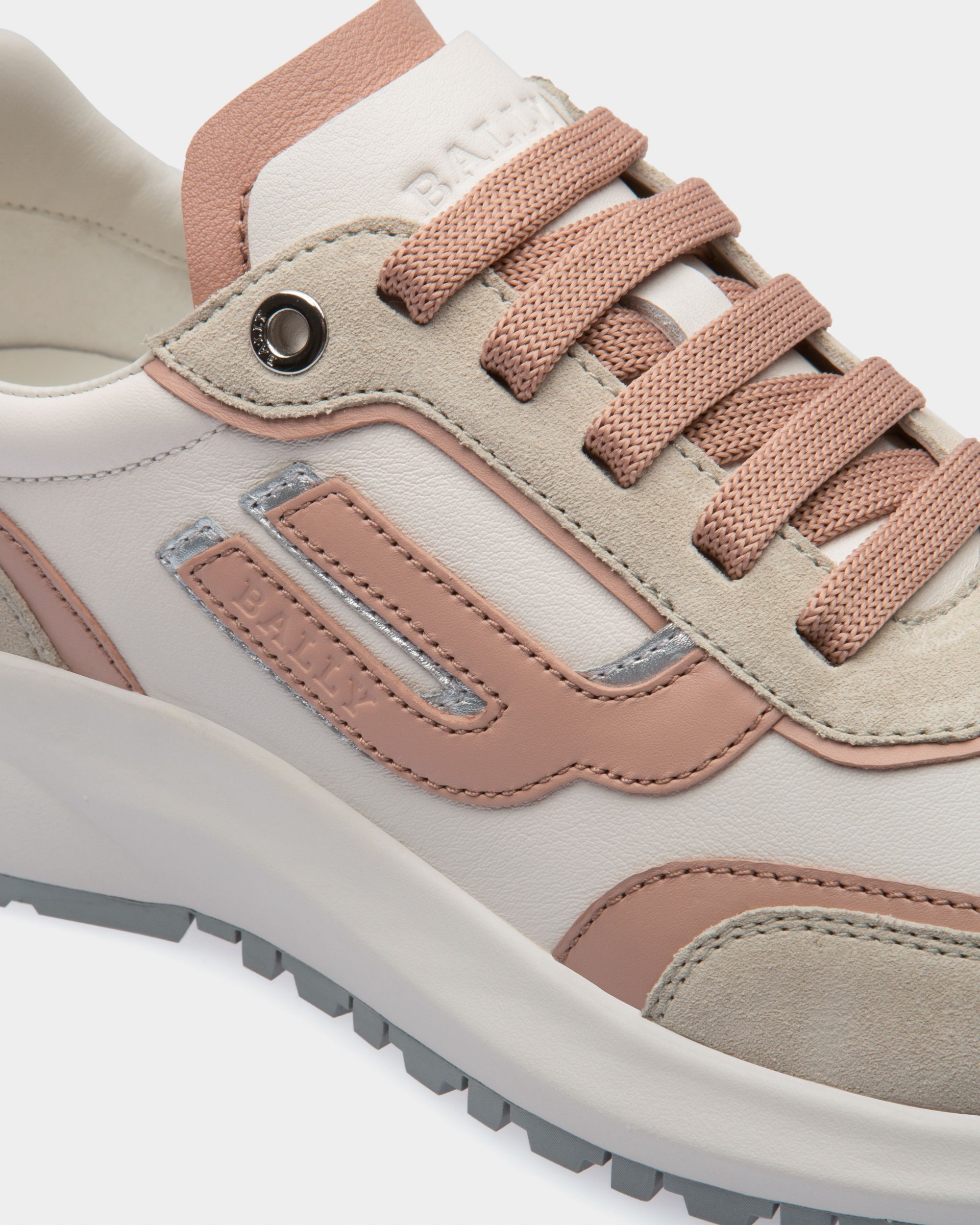 Demmy Leather Sneakers In Denty White & Pink - Women's - Bally - 05