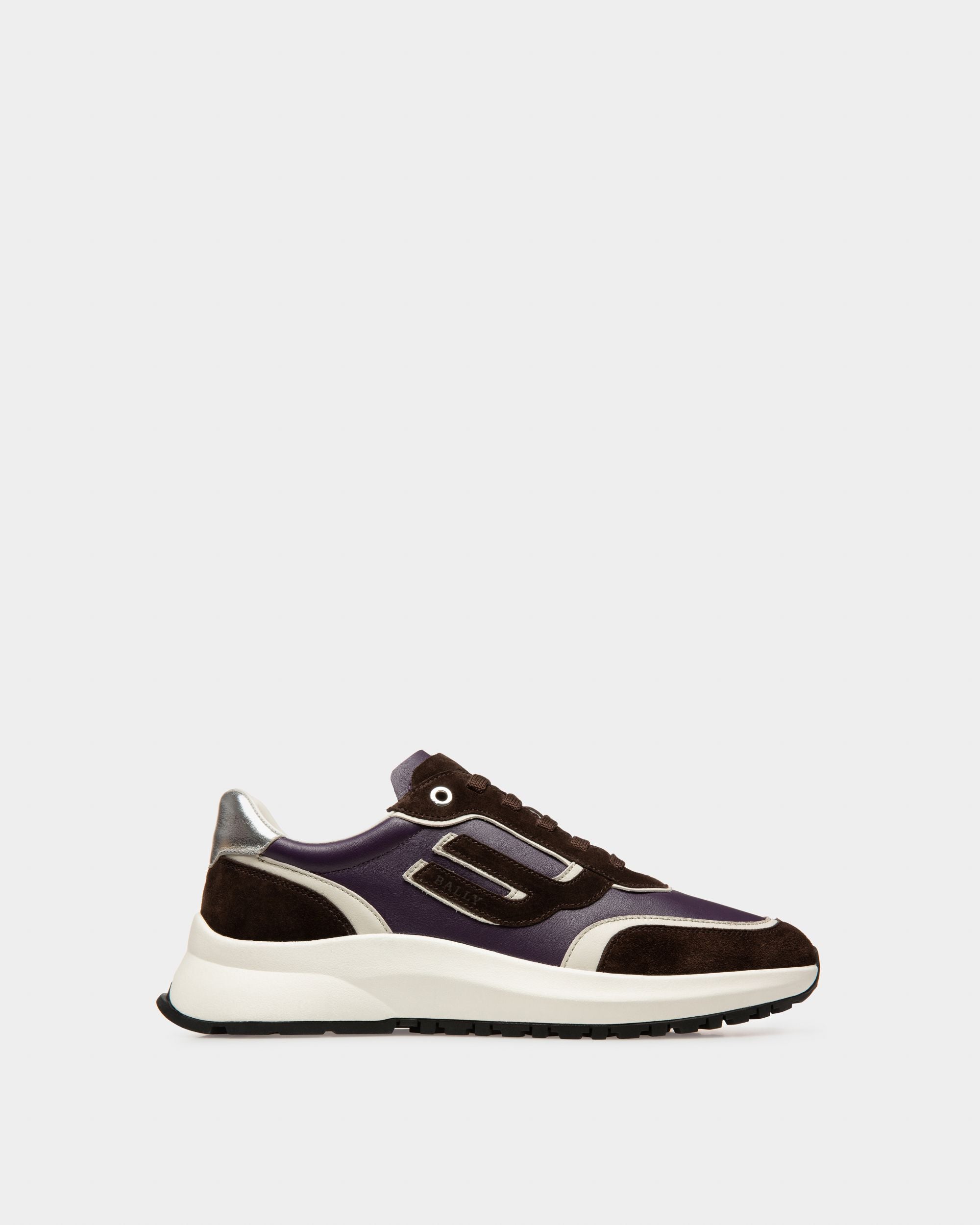 Demmy Sneakers En Cuir Marron Ébène Et Violet - Femme - Bally - 01