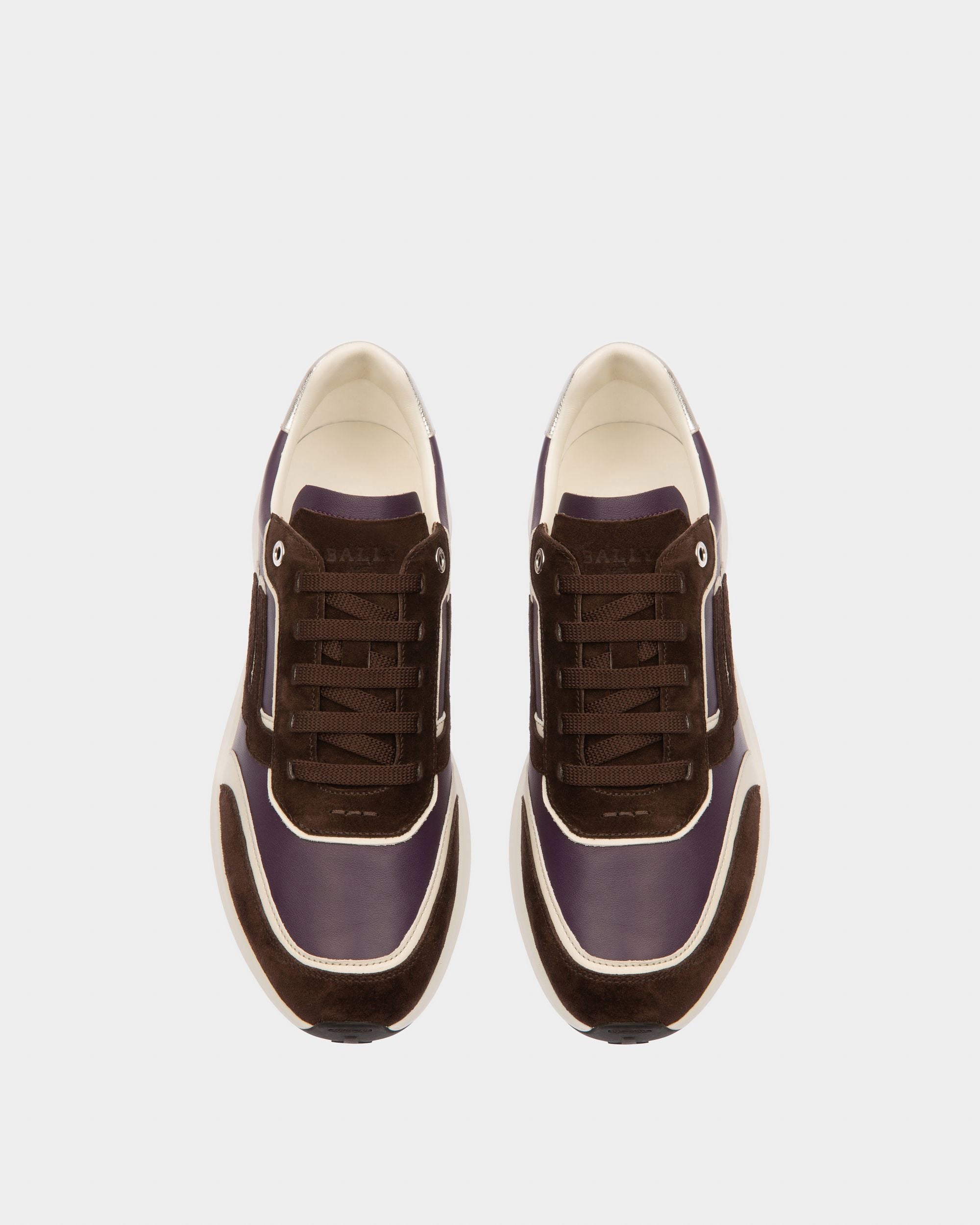 Demmy Sneakers En Cuir Marron Ébène Et Violet - Femme - Bally - 02