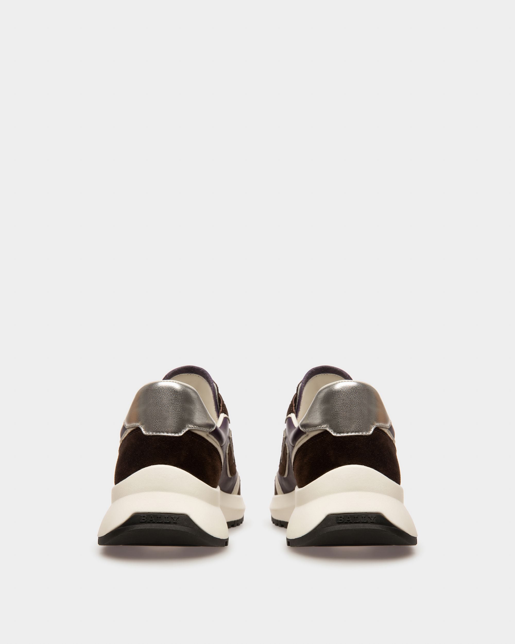Demmy Sneakers En Cuir Marron Ébène Et Violet - Femme - Bally - 04