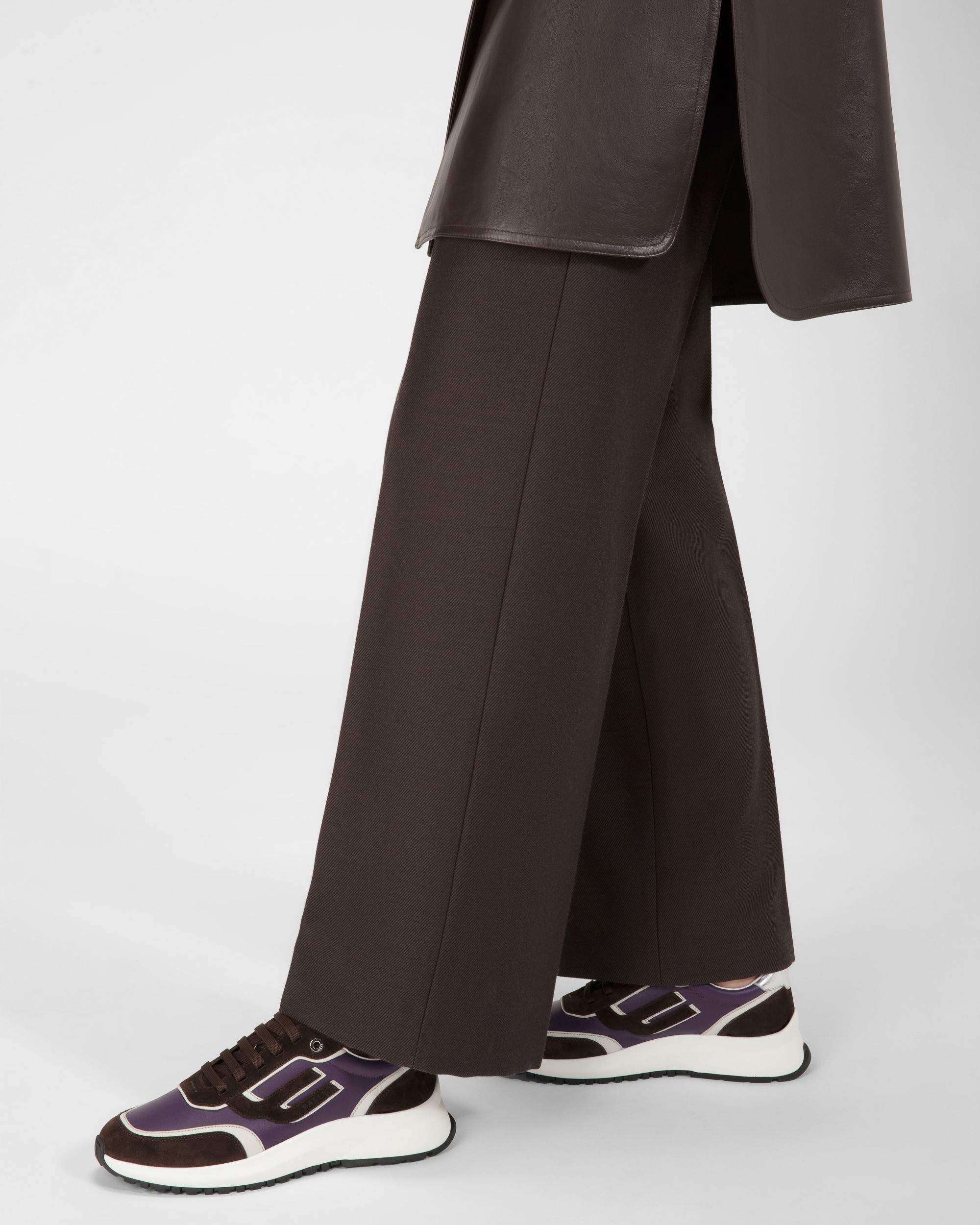 Demmy Sneakers En Cuir Marron Ébène Et Violet - Femme - Bally - 05