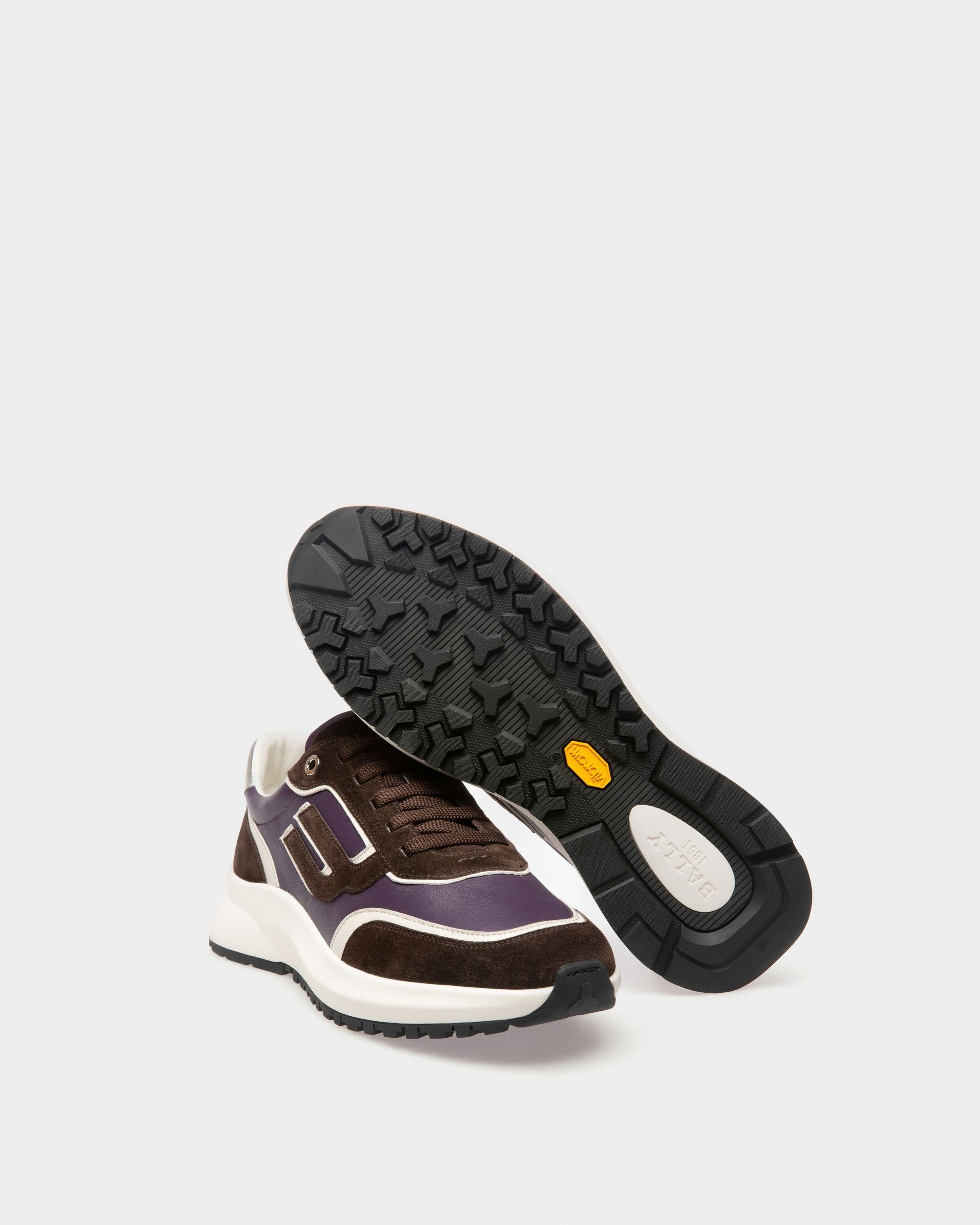 Demmy Sneakers En Cuir Marron Ébène Et Violet - Femme - Bally - 06