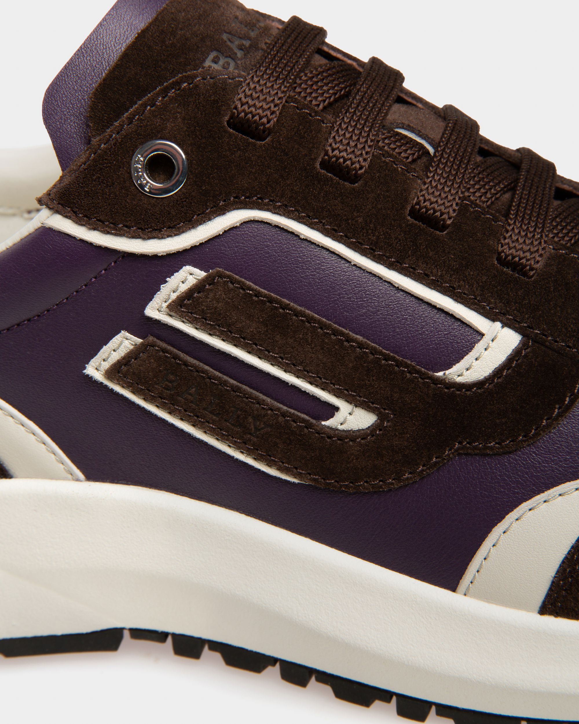 Demmy Sneakers En Cuir Marron Ébène Et Violet - Femme - Bally - 07