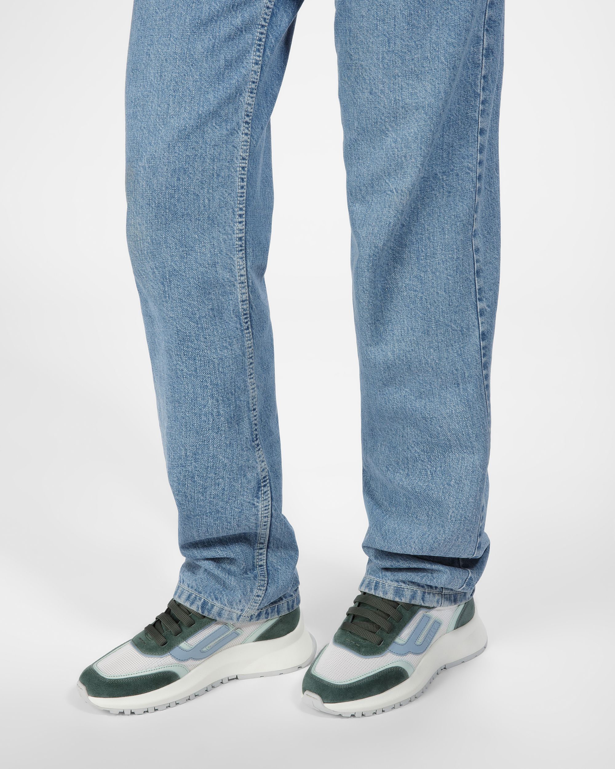 Demmy Leather And Fabric Sneakers In Sage - Women's - Bally - 07