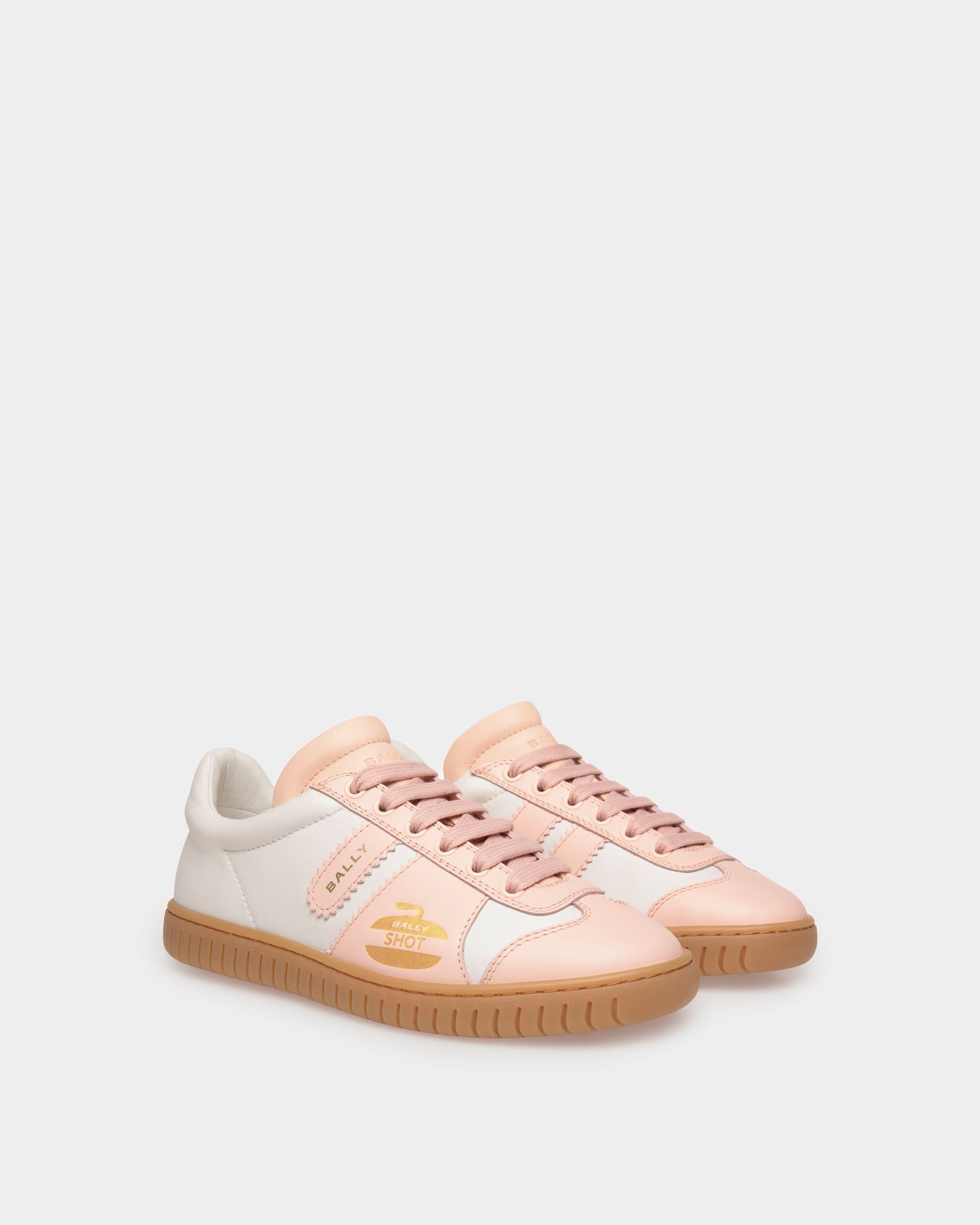 Player Sneaker Aus Leder In Weiß Und Babyrosa - Damen - Bally - 02