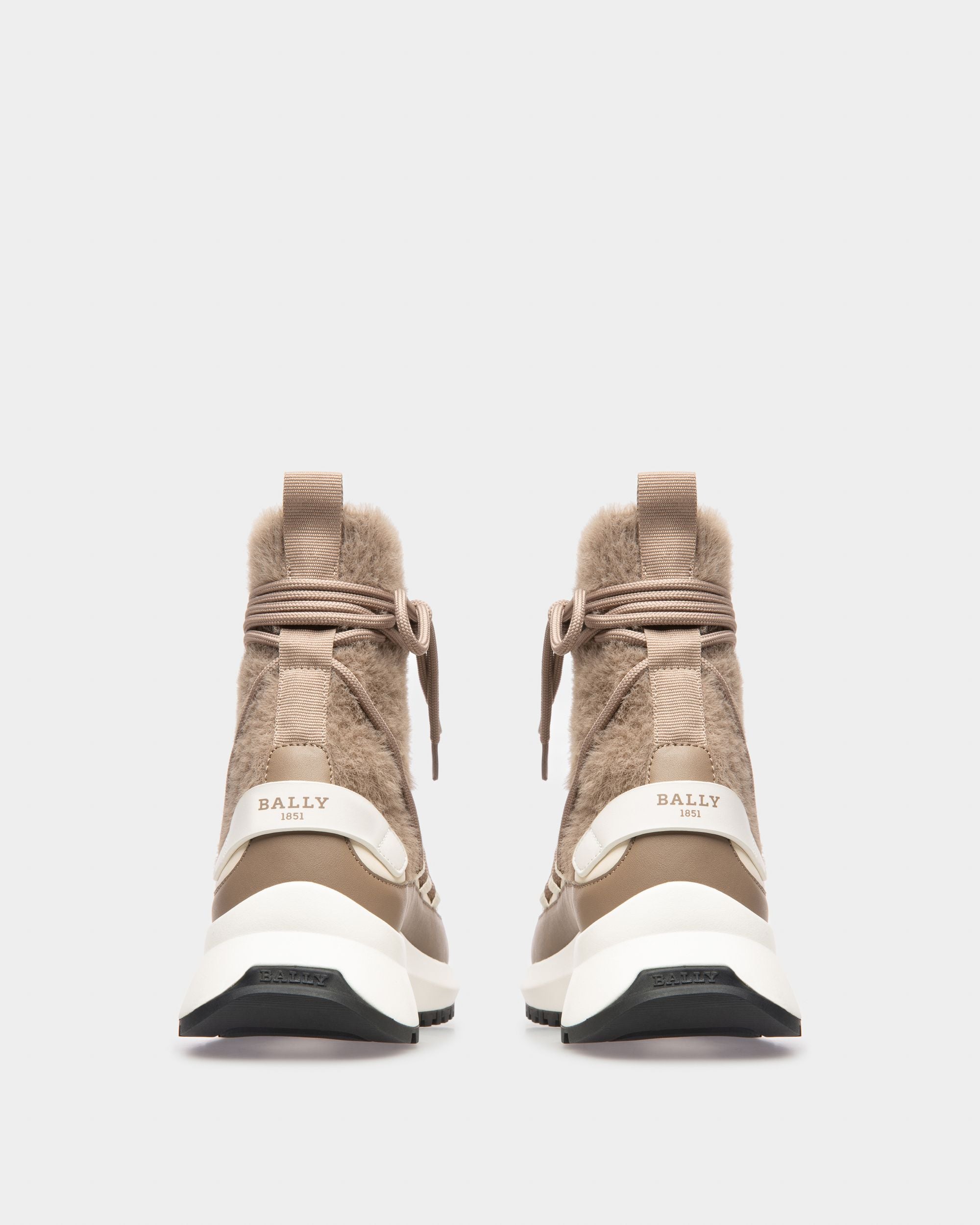 Dalyla Bottes En Cachemire Et Cuir En Taupe Et Ivoire - Femme - Bally - 04