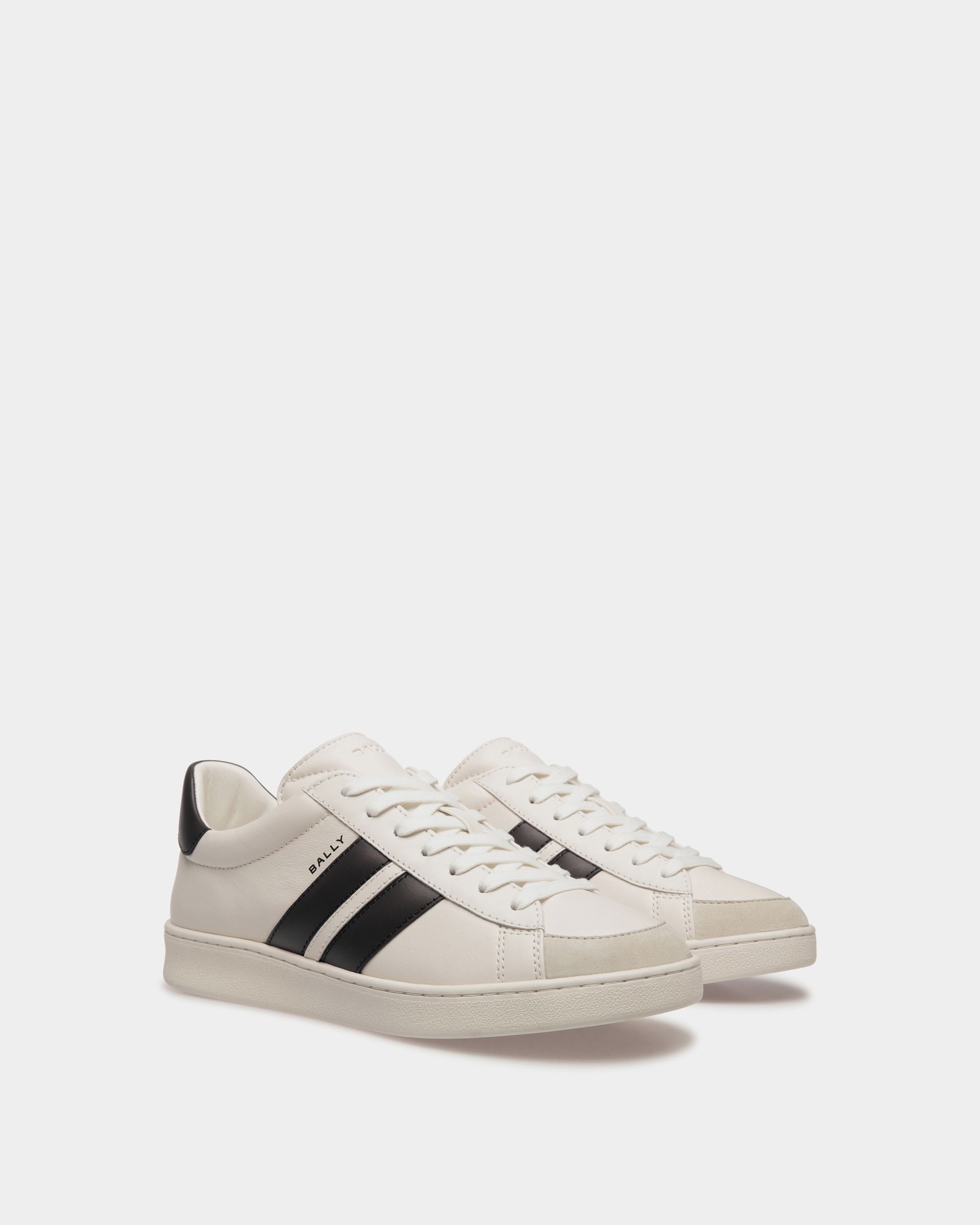 Zapatilla Tennis De Piel Blanca Y Negra - Mujer - Bally - 03