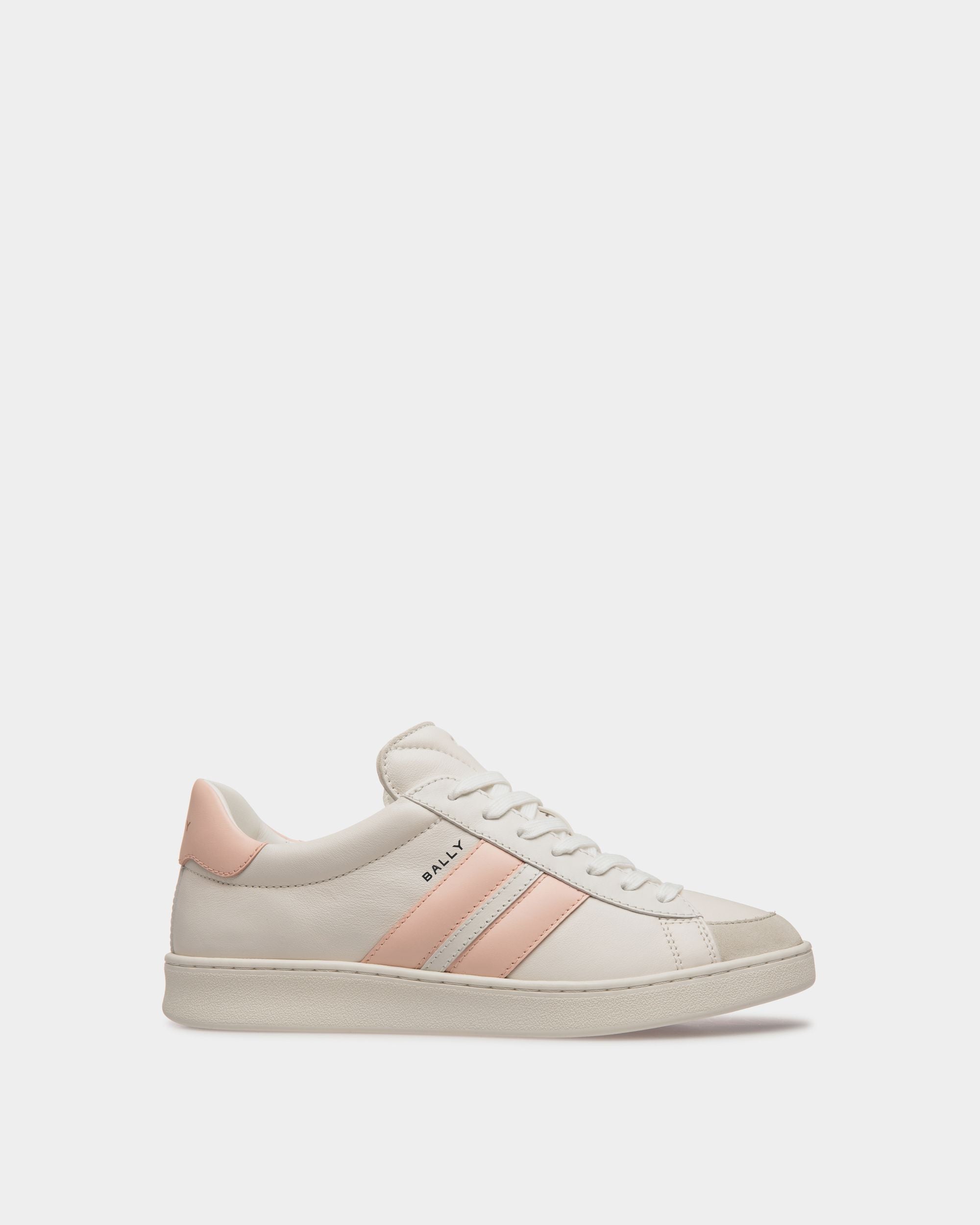 Tennis Sneaker Aus Leder In Weiß Und Baby Pink - Damen - Bally - 01