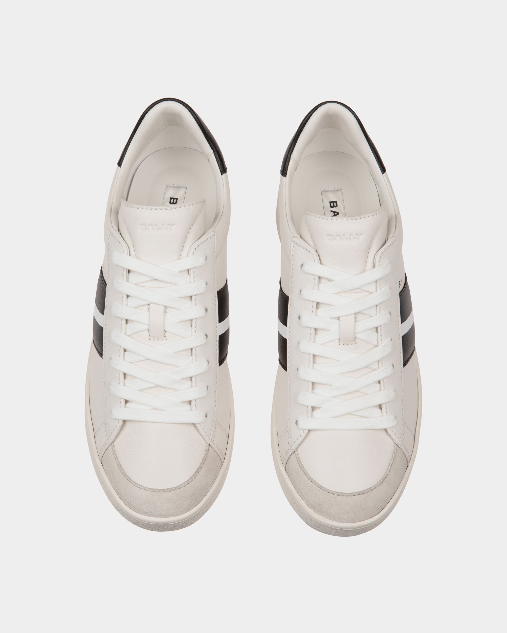 Sneaker Tennis En Cuir Blanc Et Noir - Femme - Bally - 05