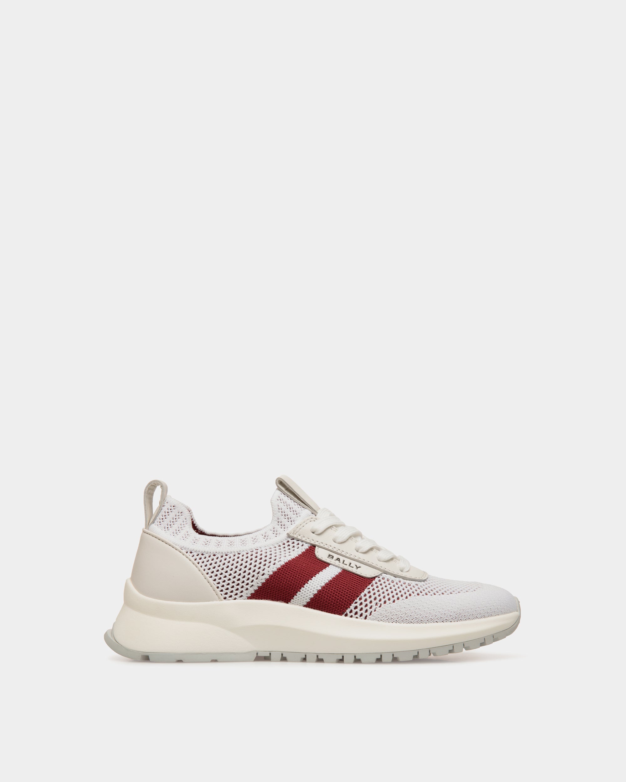 Sneaker Outline En Maille Blanche Et Rouge - Femme - Bally - 01